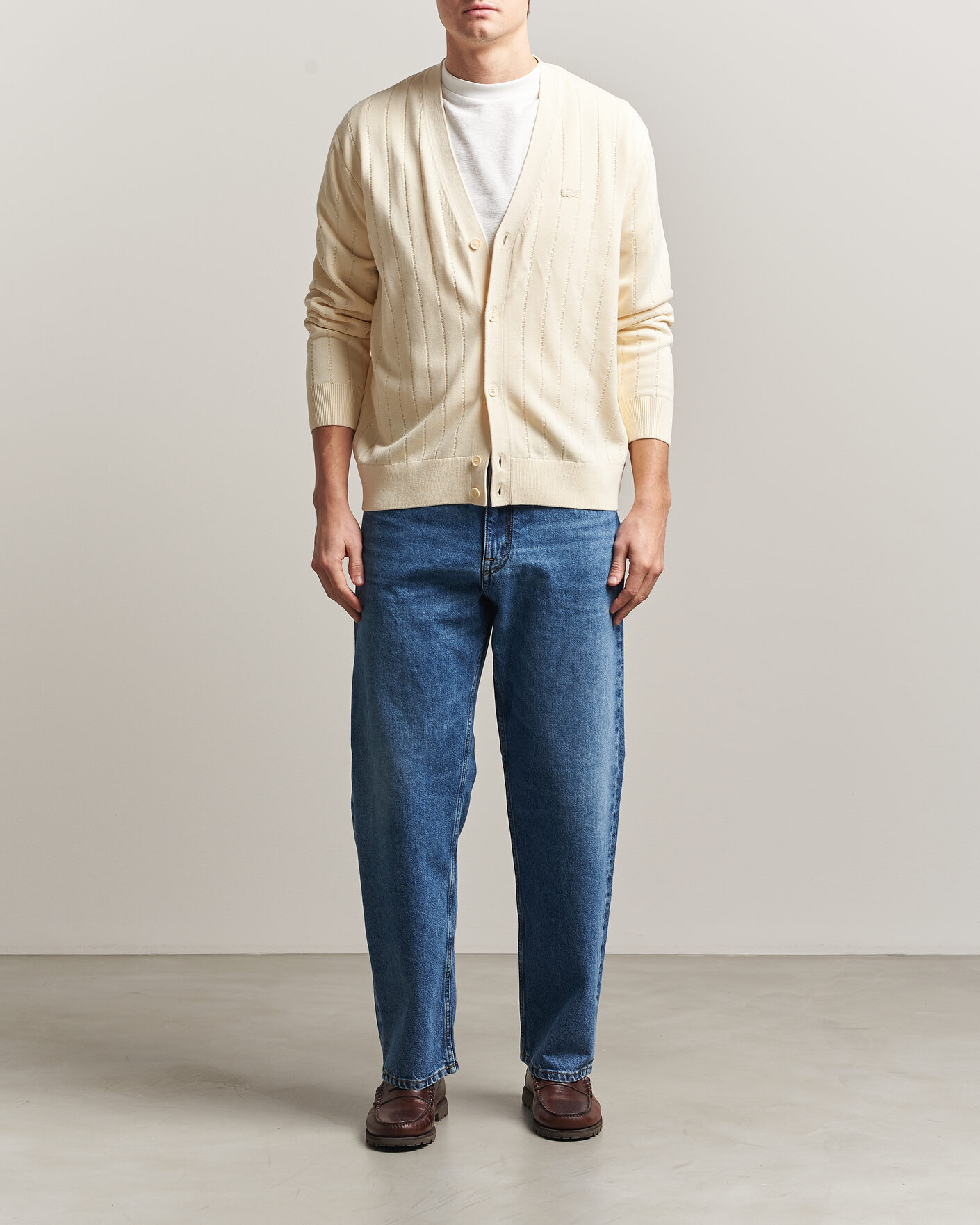Heren | Truien | Lacoste | Cotton Structured Knitted Cardigan Naturel Clair