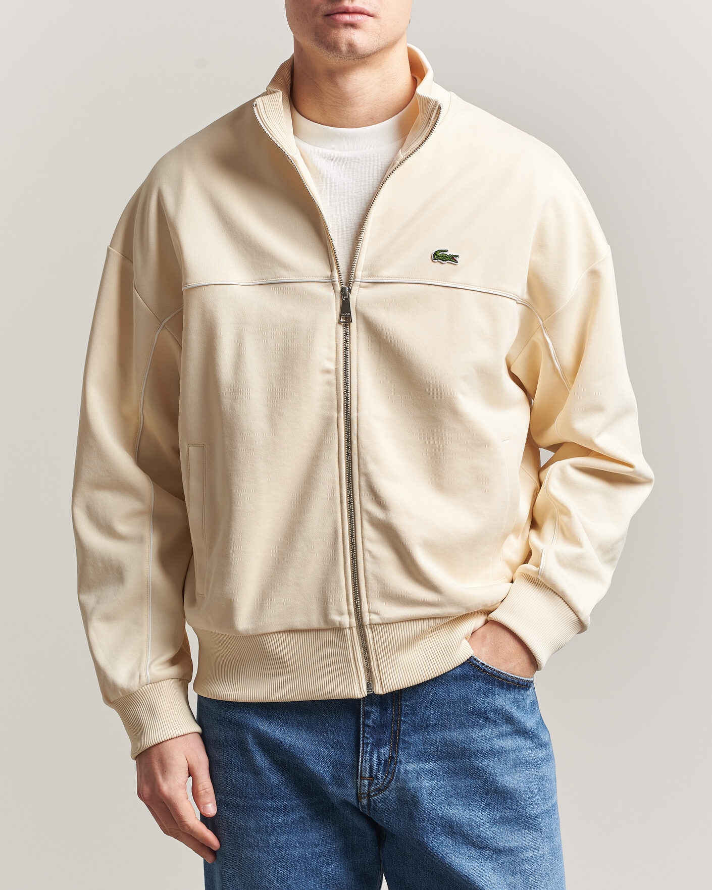 Homme | Pulls Et Tricots | Lacoste | Piqué Track Jacket Naturel Clair