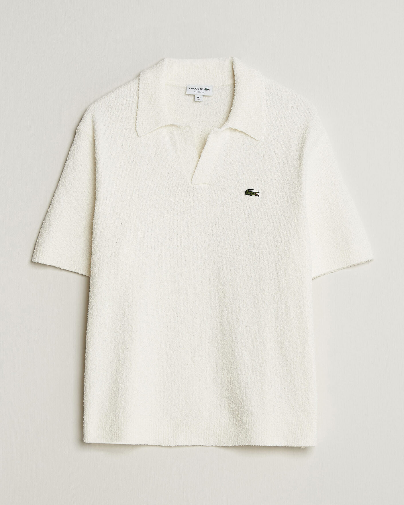 Heren | Polo's | Lacoste | Cotton Bouclé Open Collar Polo Flour
