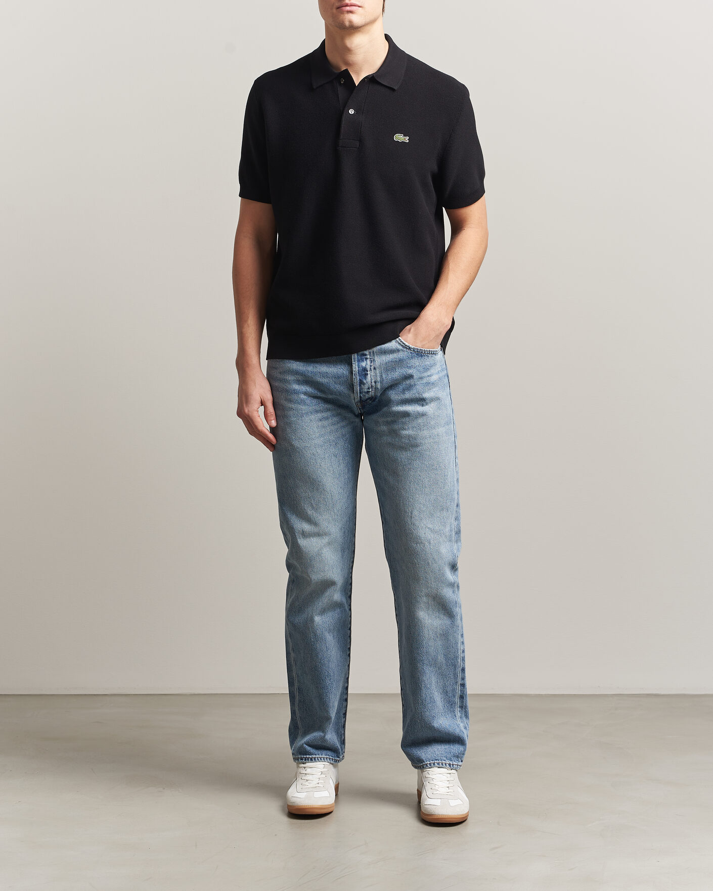 Homme | Polos | Lacoste | Cotton Knitted Polo Black