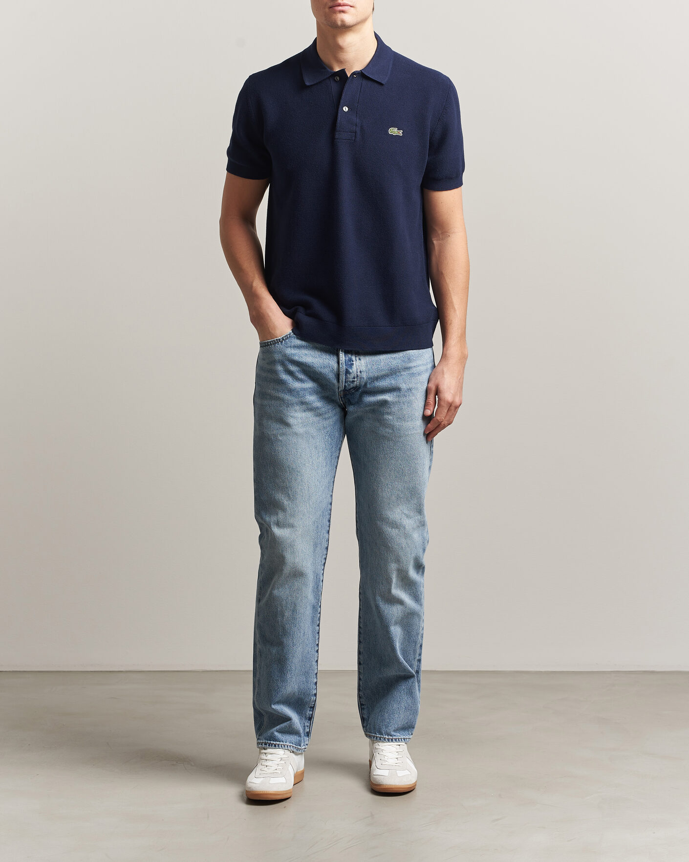 Heren | Polo's | Lacoste | Cotton Knitted Polo Navy Blue