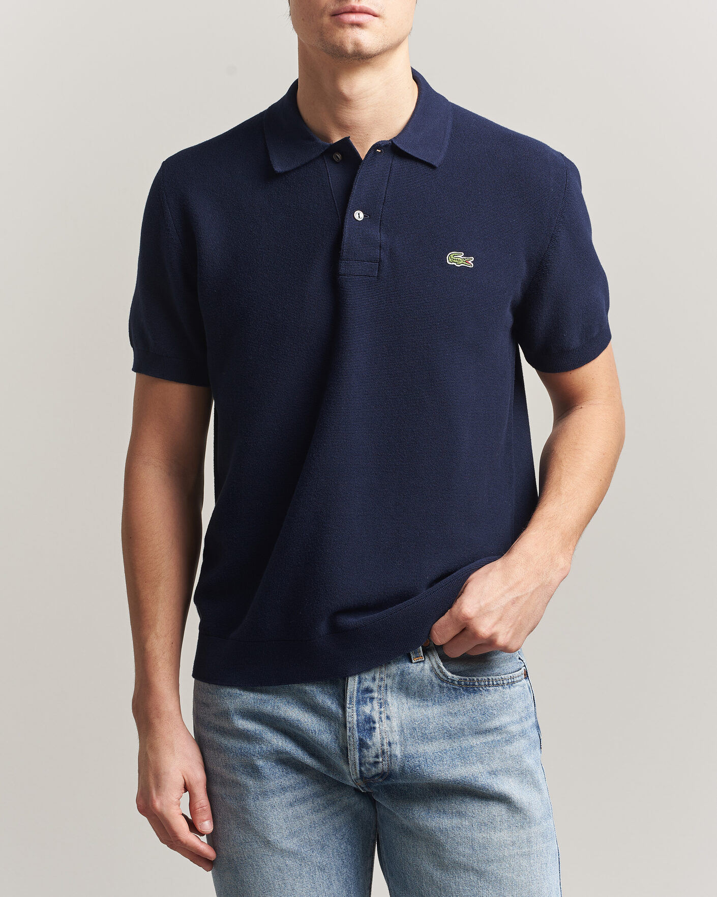 Heren | Polo's | Lacoste | Cotton Knitted Polo Navy Blue