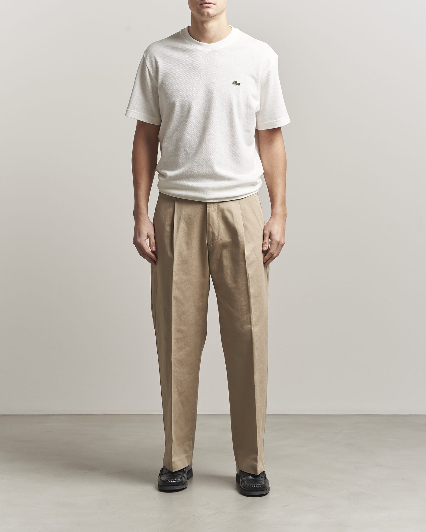 Heren | T-shirts | Lacoste | Cotton/Linen Pique T-Shirt Flour