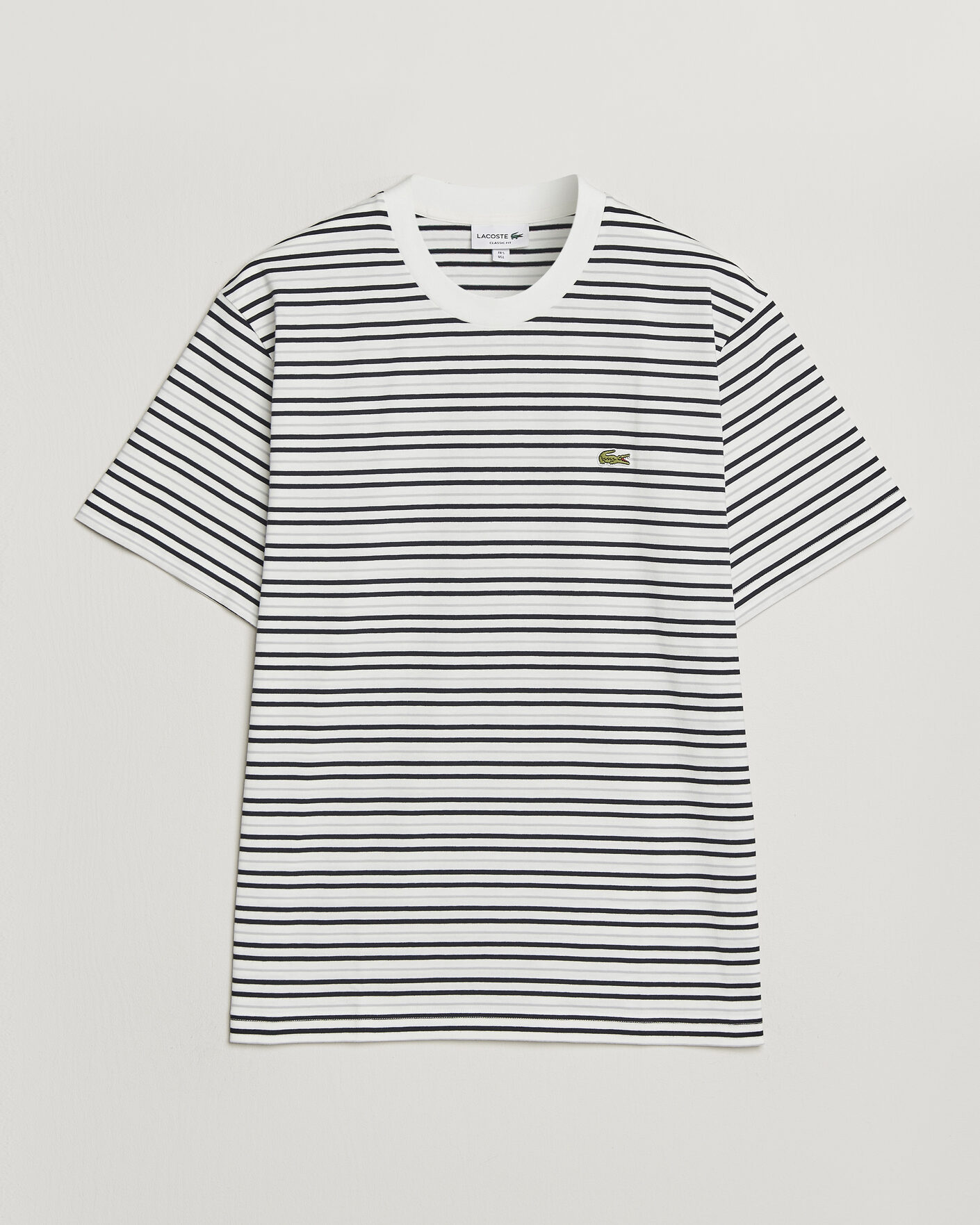 Heren | T-shirts | Lacoste | Cotton Striped T-Shirt Blackbird/Flour
