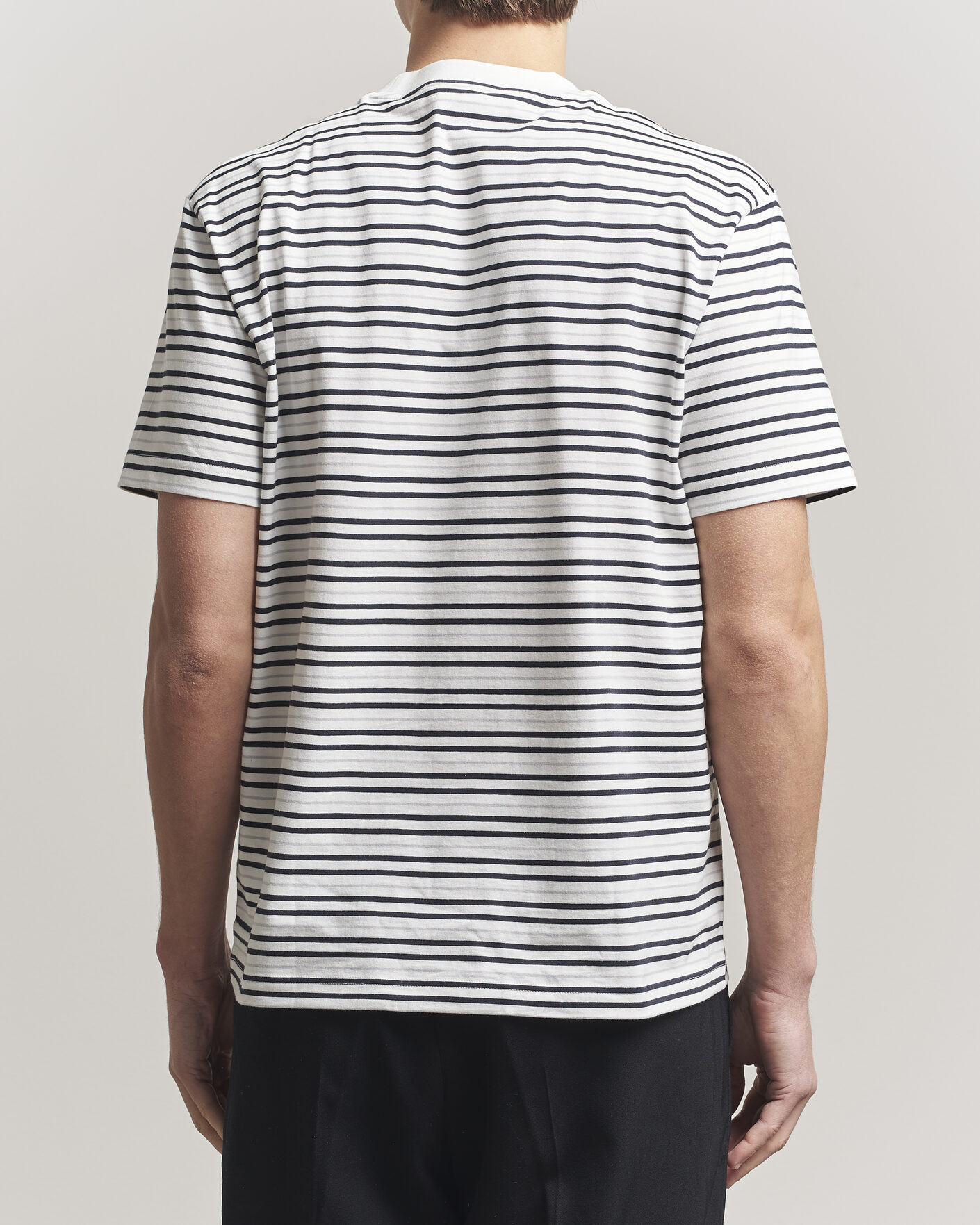 Heren | T-shirts | Lacoste | Cotton Striped T-Shirt Blackbird/Flour
