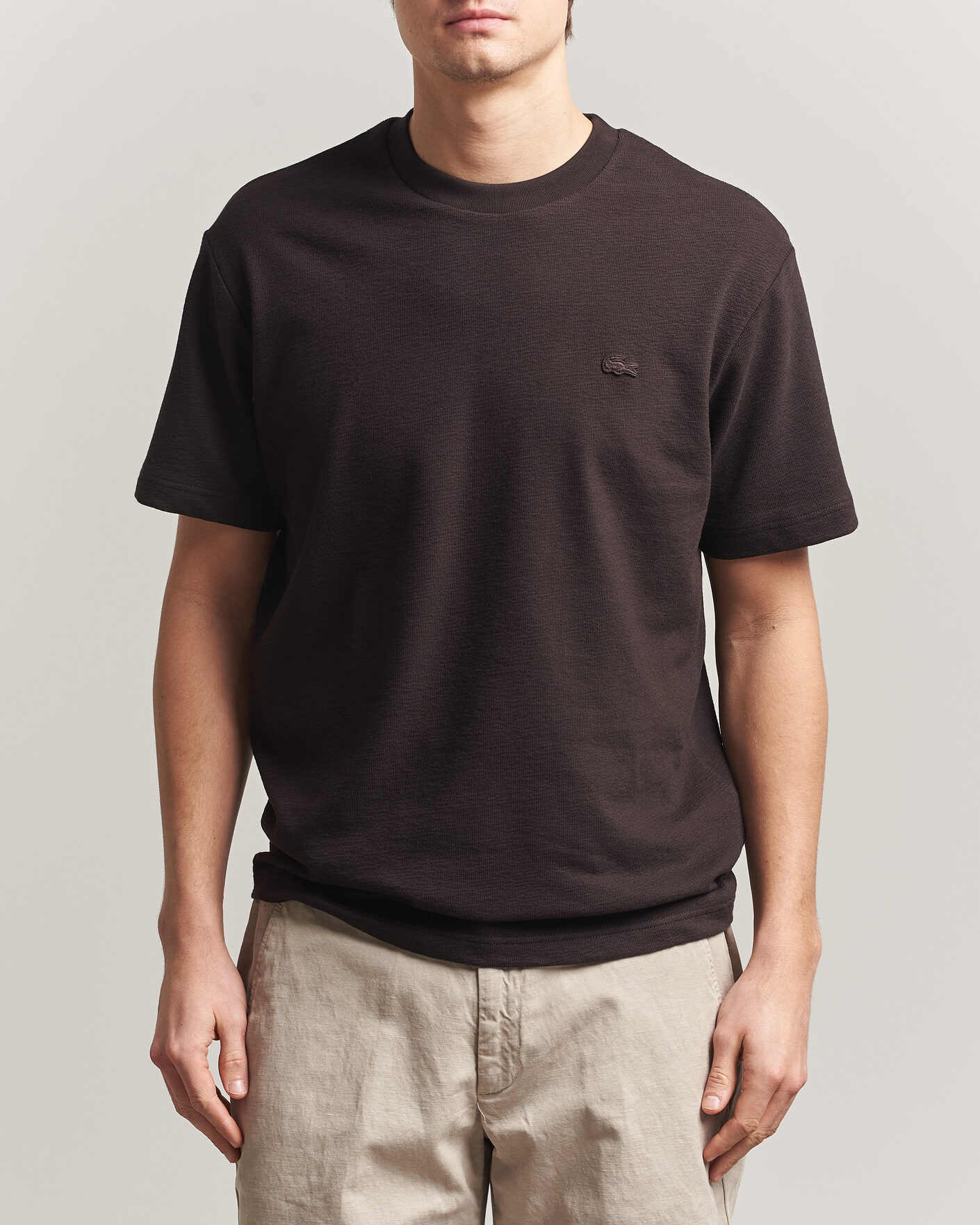 Homme | T-shirts | Lacoste | Textured Cotton T-Shirt Buffalo Brown