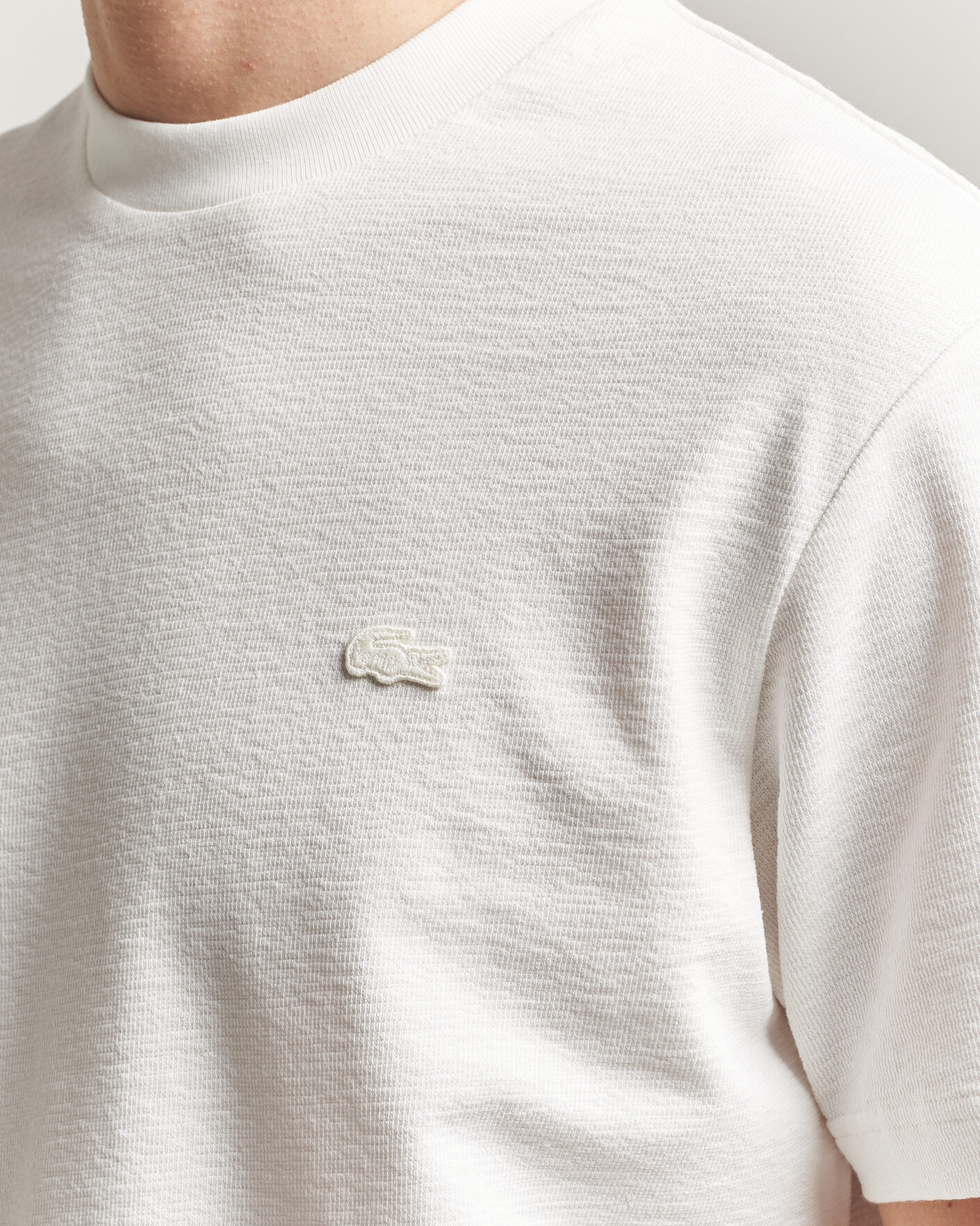 Heren | T-shirts | Lacoste | Textured Cotton T-Shirt Flour