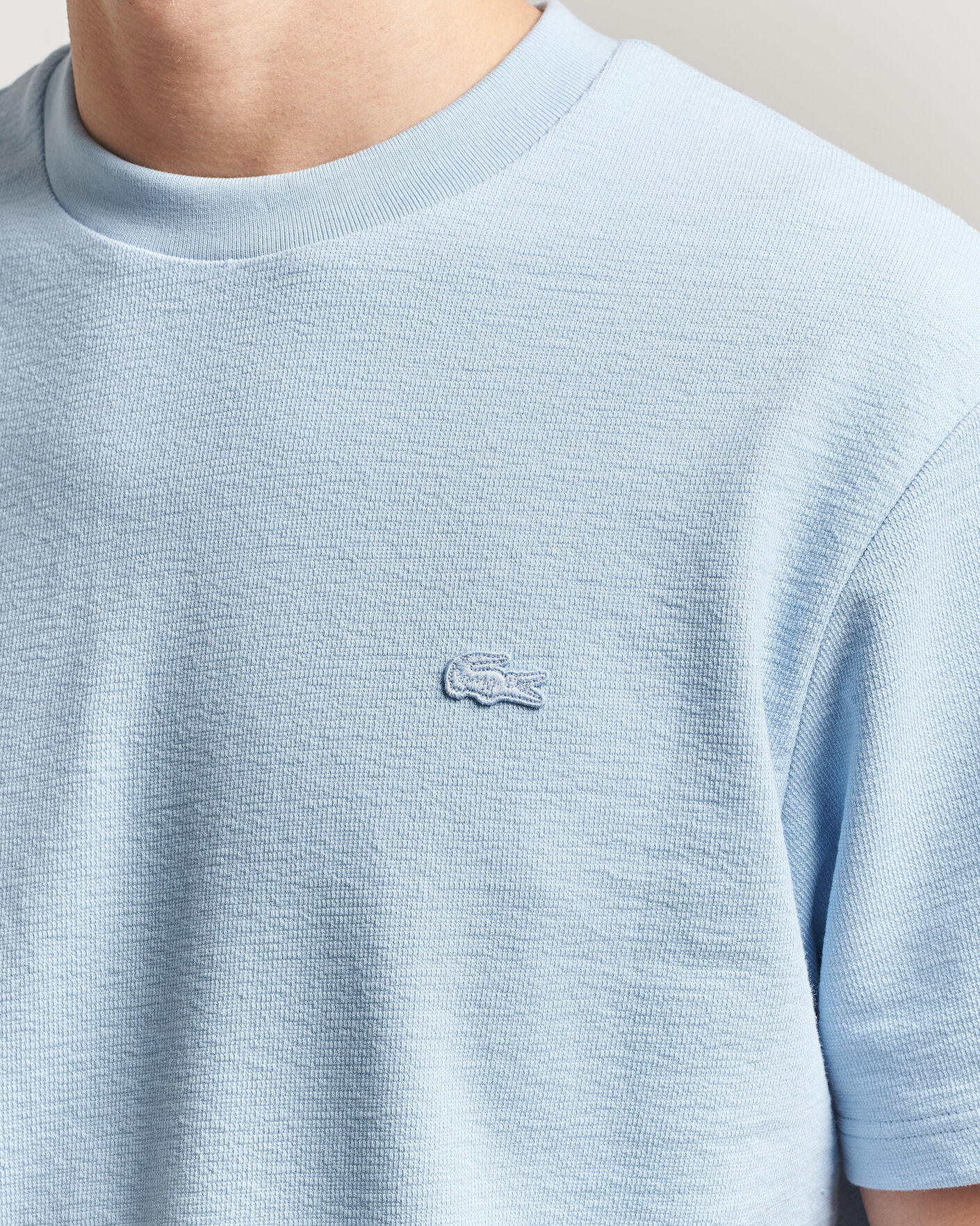 Homme | T-shirts | Lacoste | Textured Cotton T-Shirt Light Blue