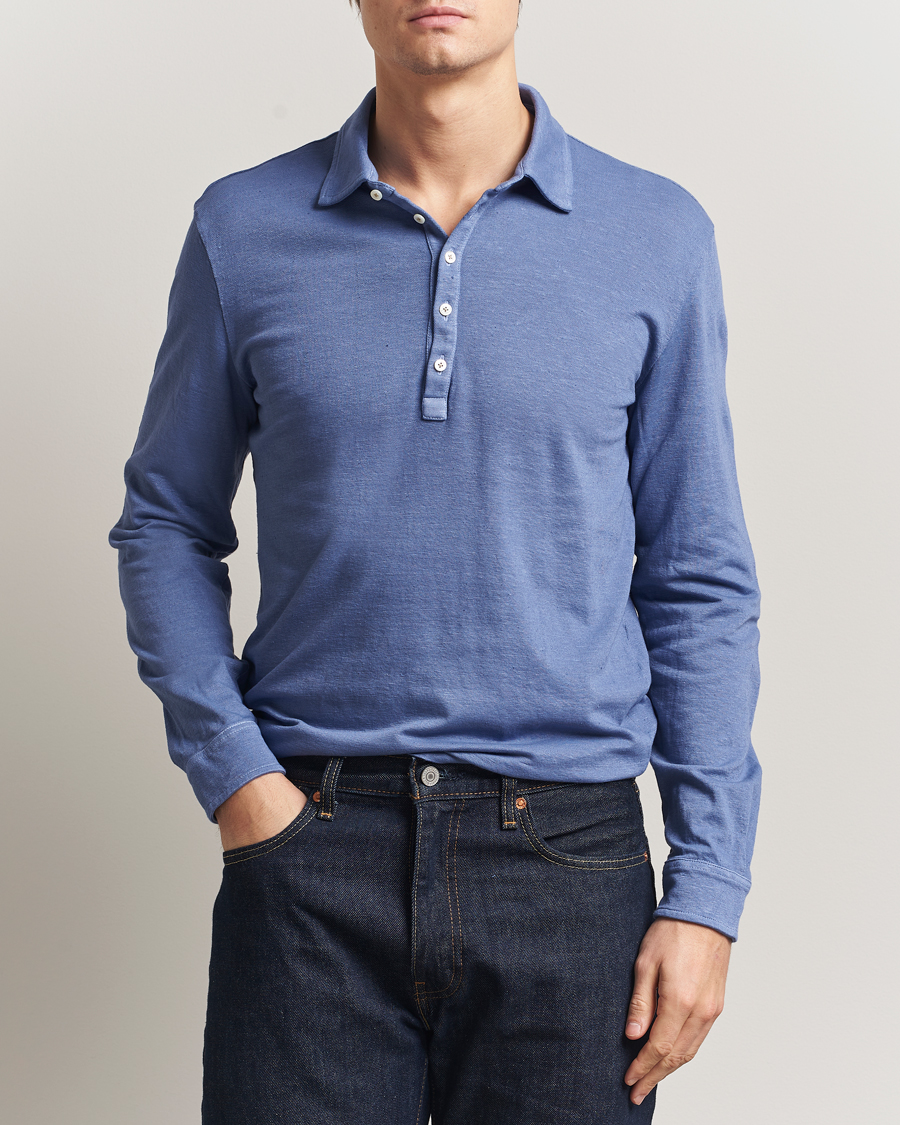Homme | Polos | Massimo Alba | Raya Cotton/Linen Long Sleeve Polo Tulip