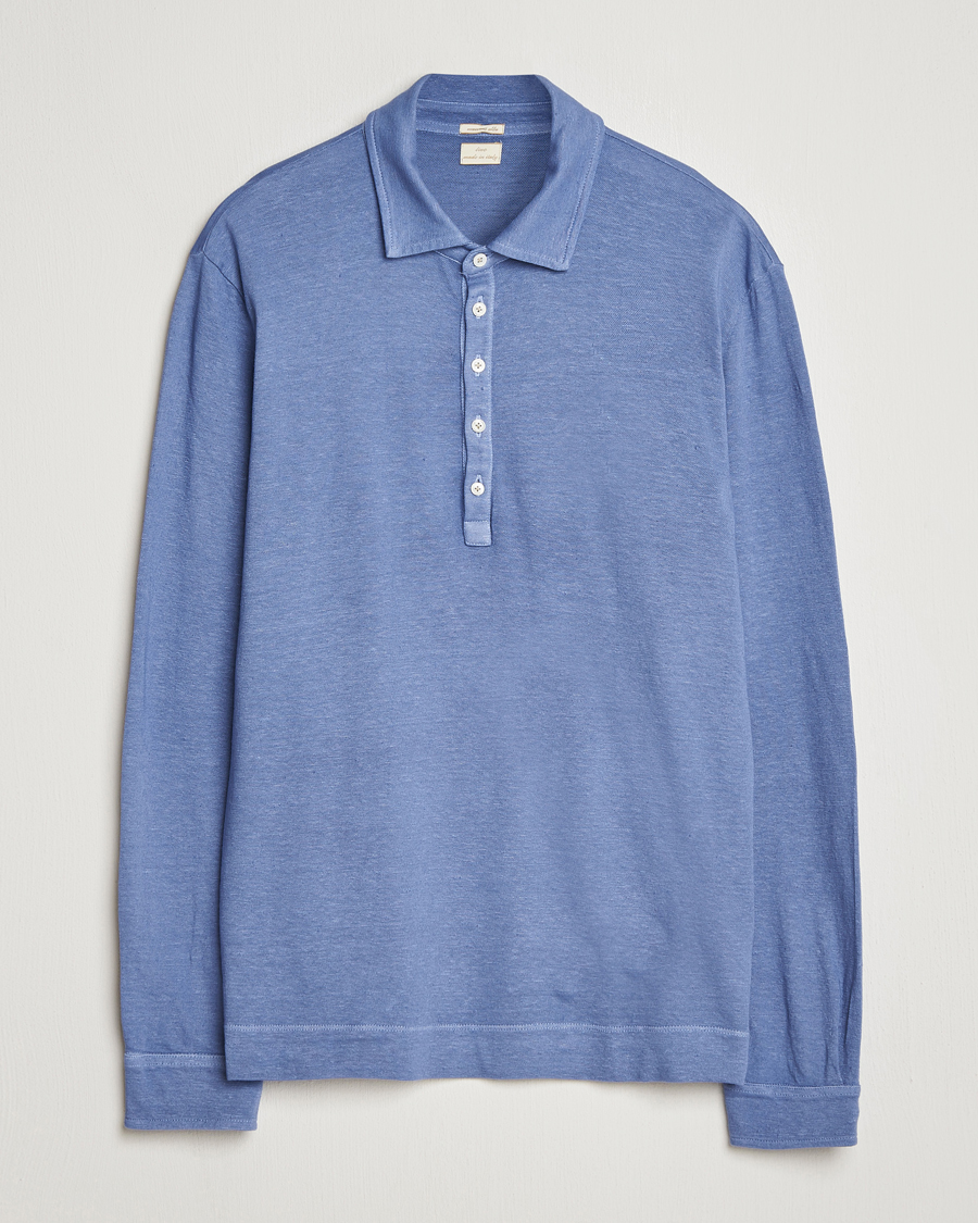 Heren | Polo's | Massimo Alba | Raya Cotton/Linen Long Sleeve Polo Tulip