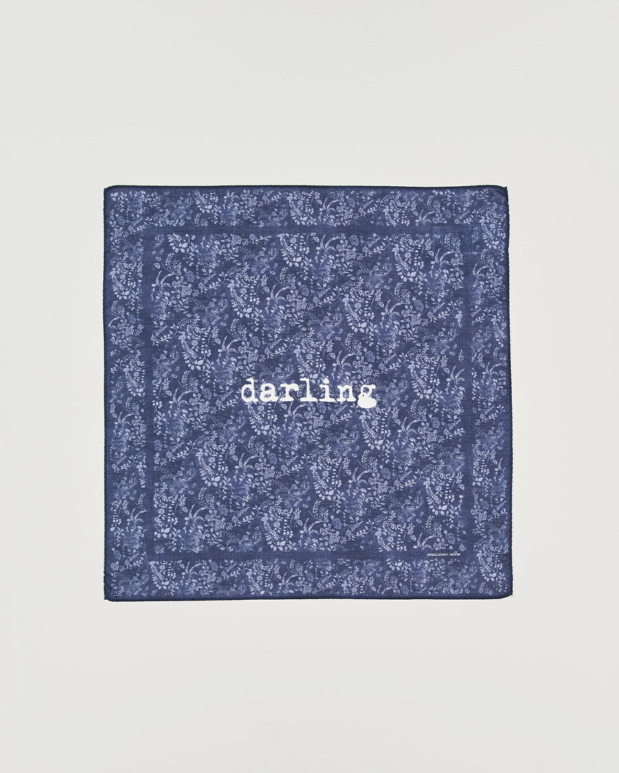 Heren | Pochets | Massimo Alba | Printed Cotton Voile Hankerchief Midnight Blue