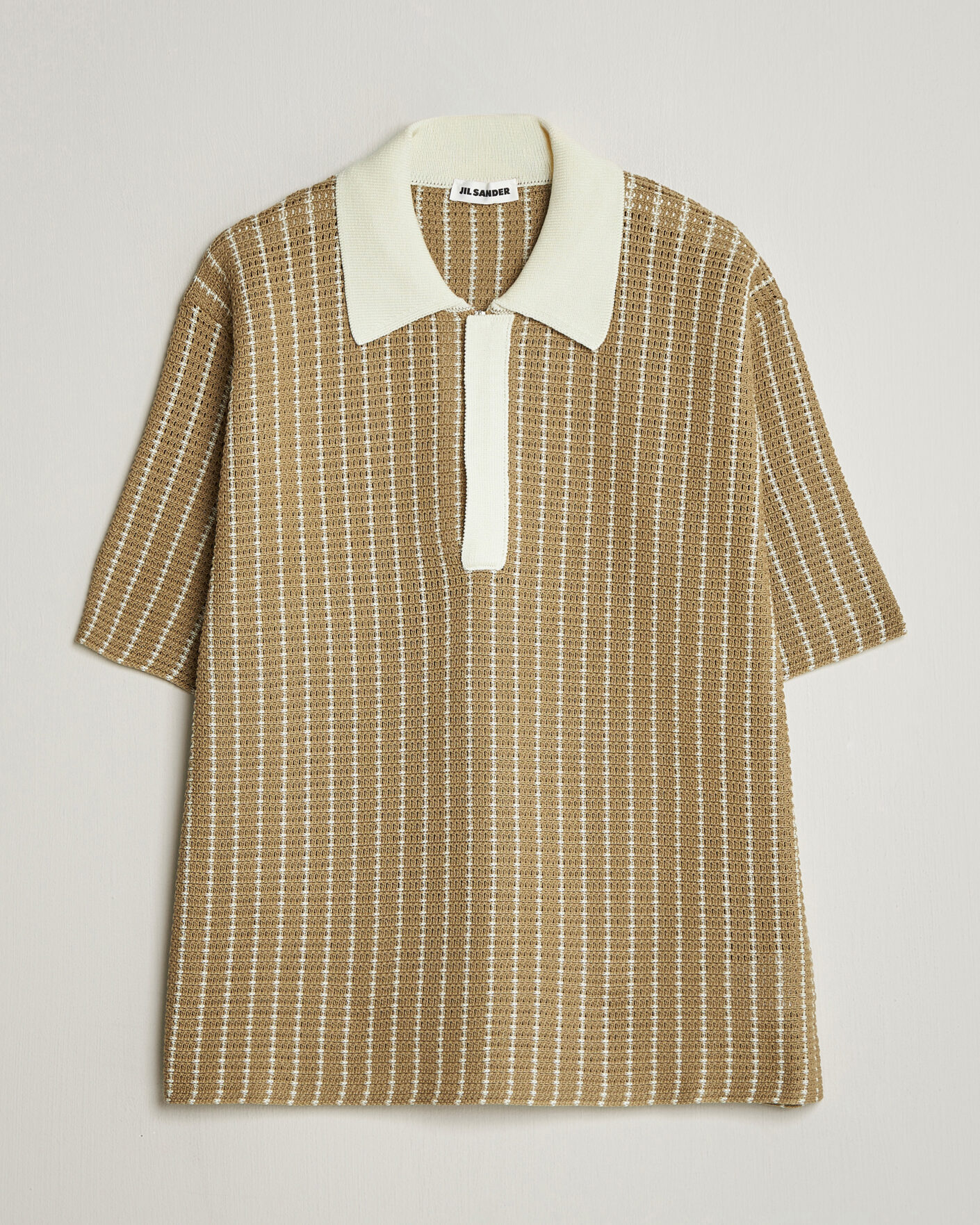 Heren | Polo's | Jil Sander | Net Stitch Knitted Polo Tobacco