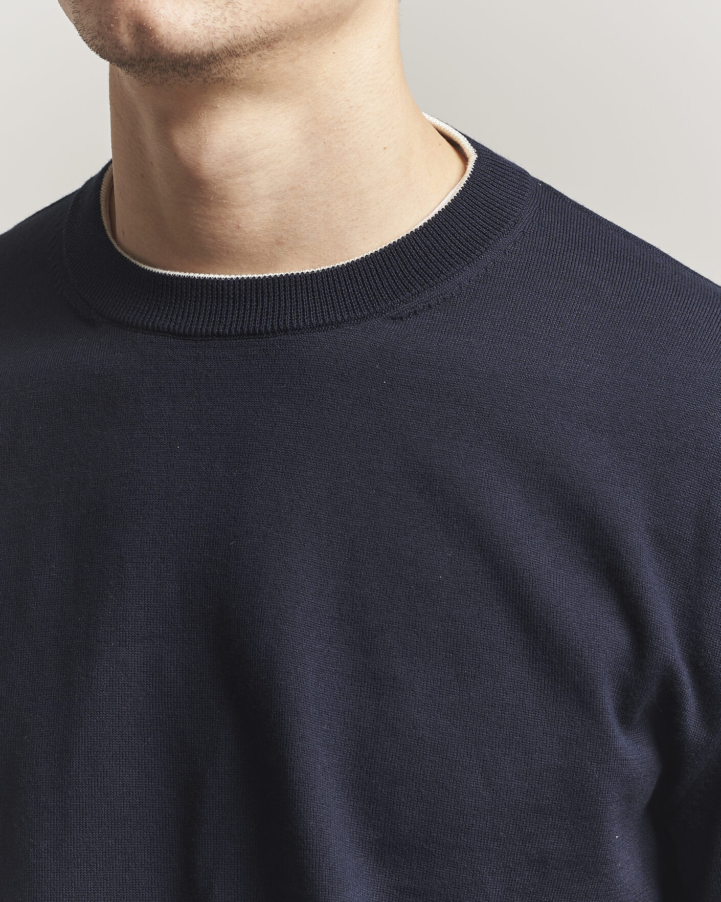 Homme | Pulls Et Tricots | Jil Sander | Fine Cotton Contrast Pullover Navy