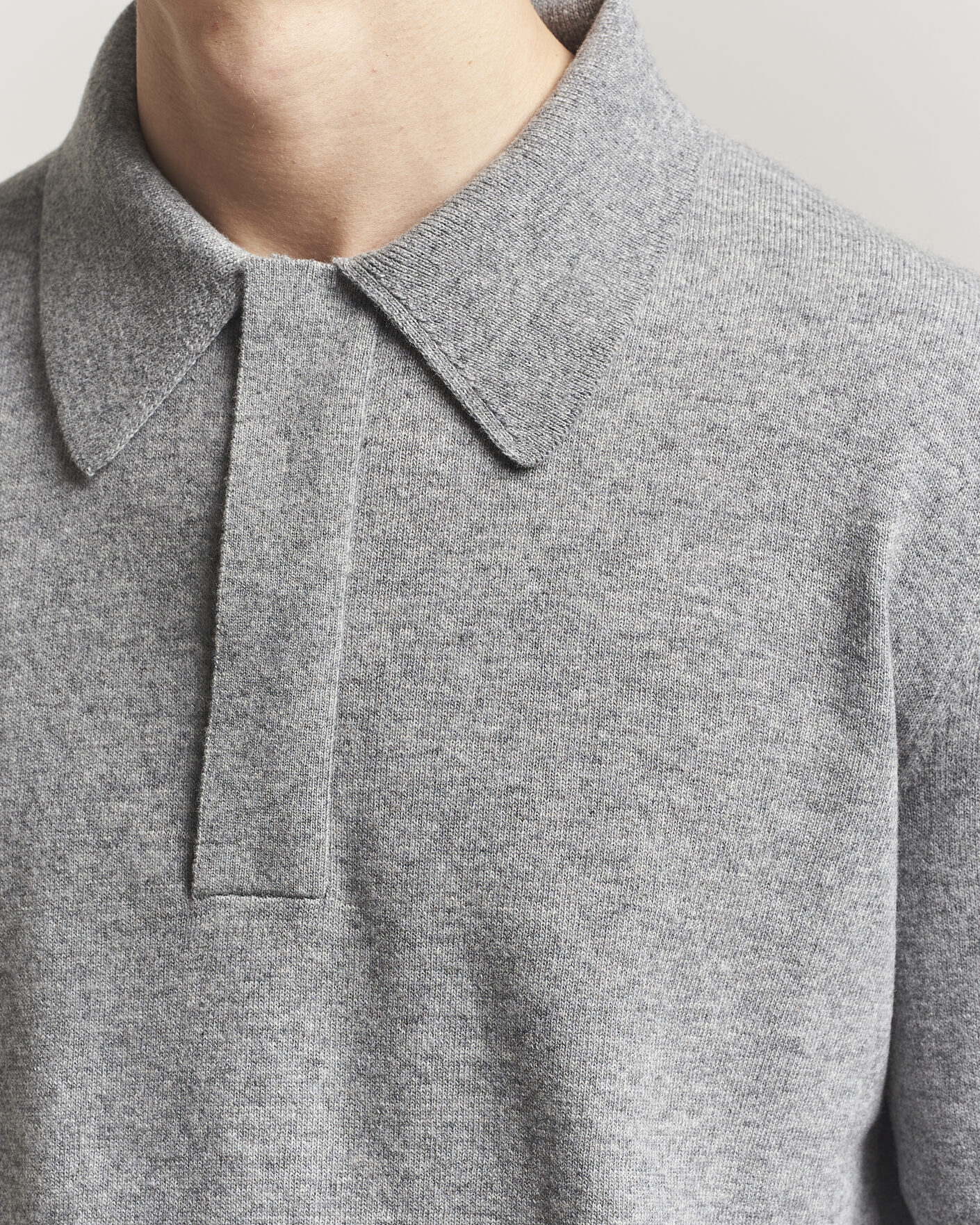 Heren | Truien | Jil Sander | Long Sleeve Knitted Wool Polo Grey Melange