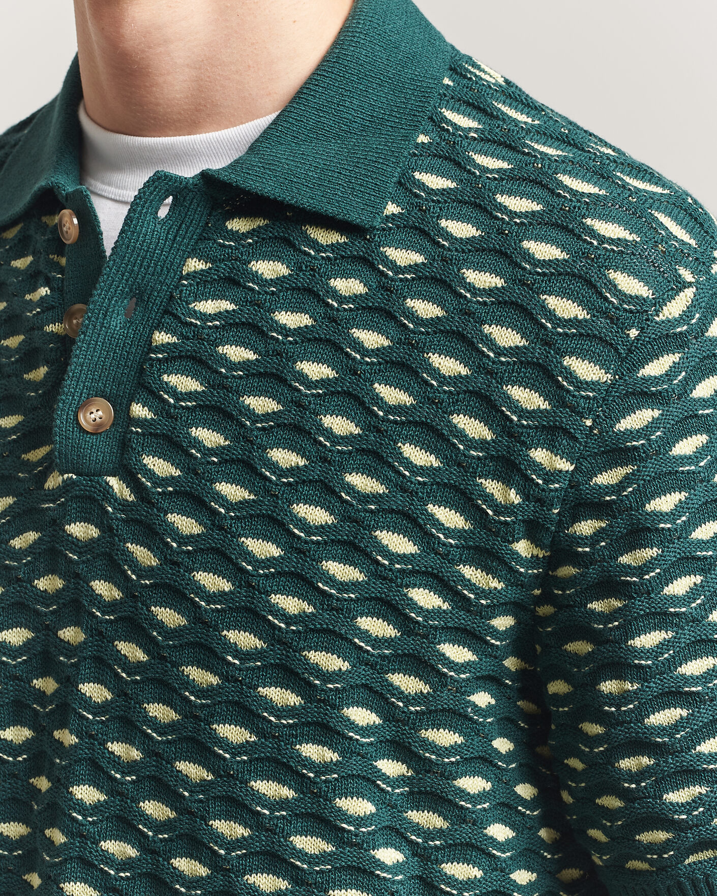 Homme | Polos | LES DEUX | Esmay Shell Knitted Polo Sea Moss Green