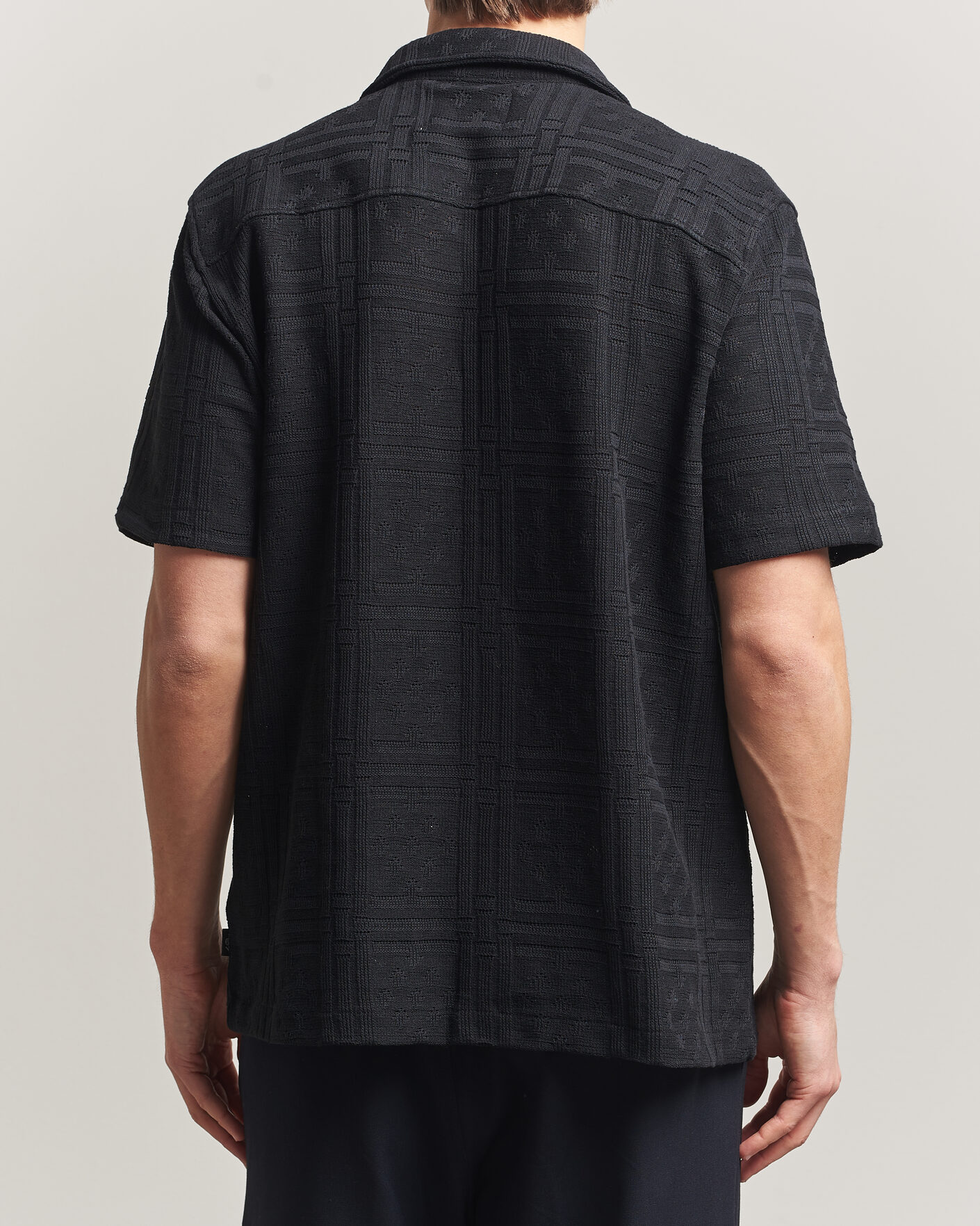Homme | Chemises | LES DEUX | Hector Pointelle Short Sleeve Shirt Black