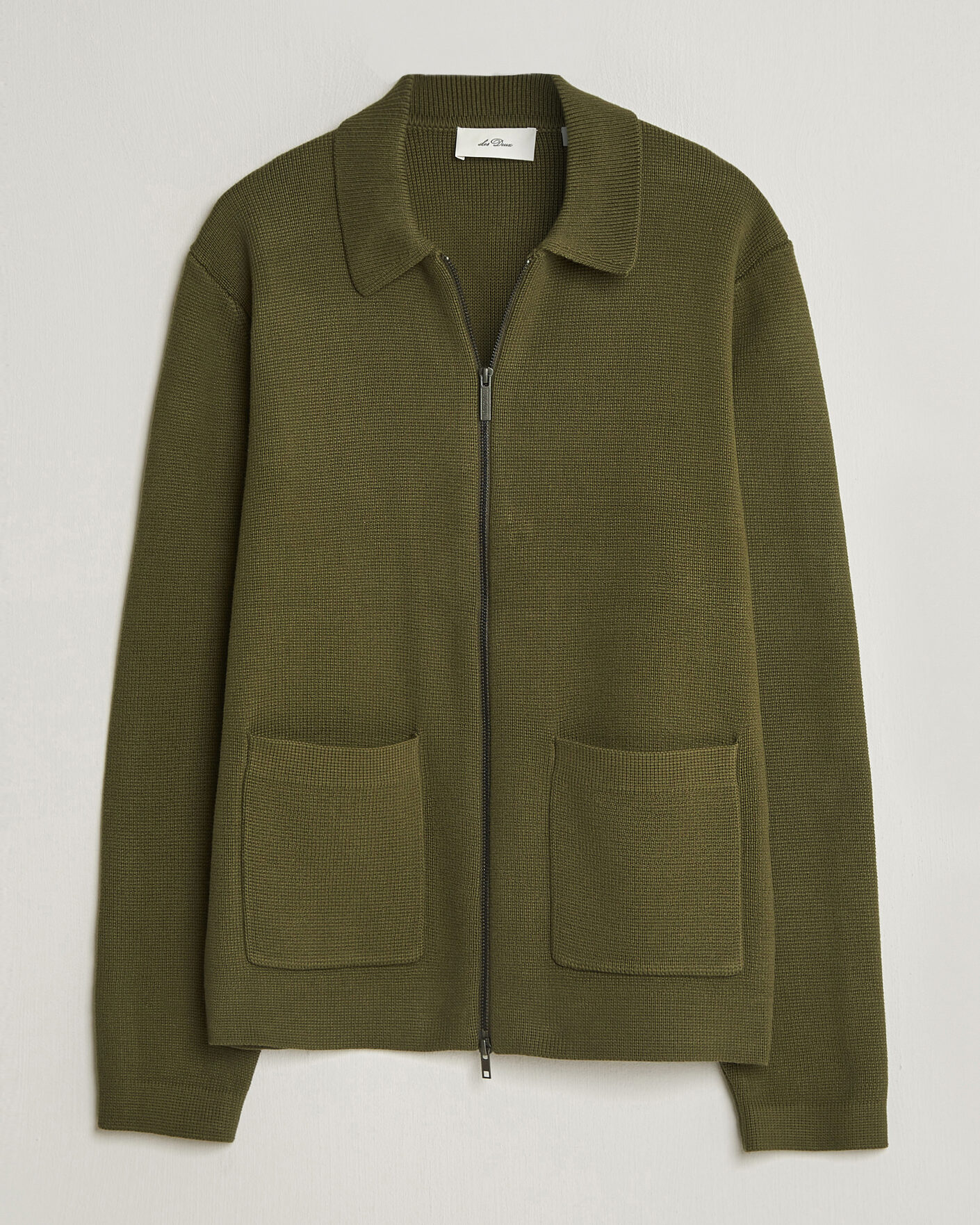 Heren | Truien | LES DEUX | Fisher Cotton Milano Zip Olive Night