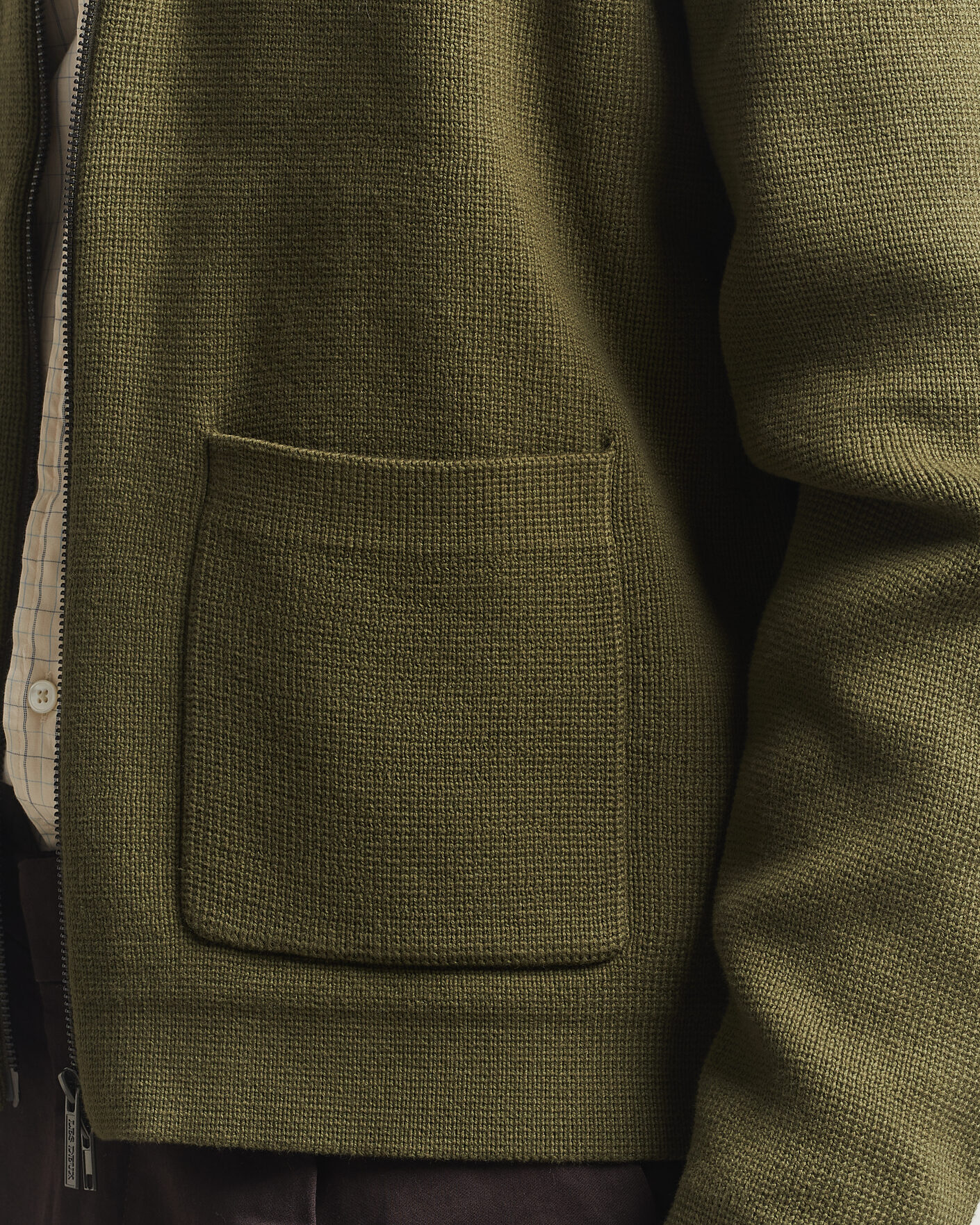 Heren | Truien | LES DEUX | Fisher Cotton Milano Zip Olive Night