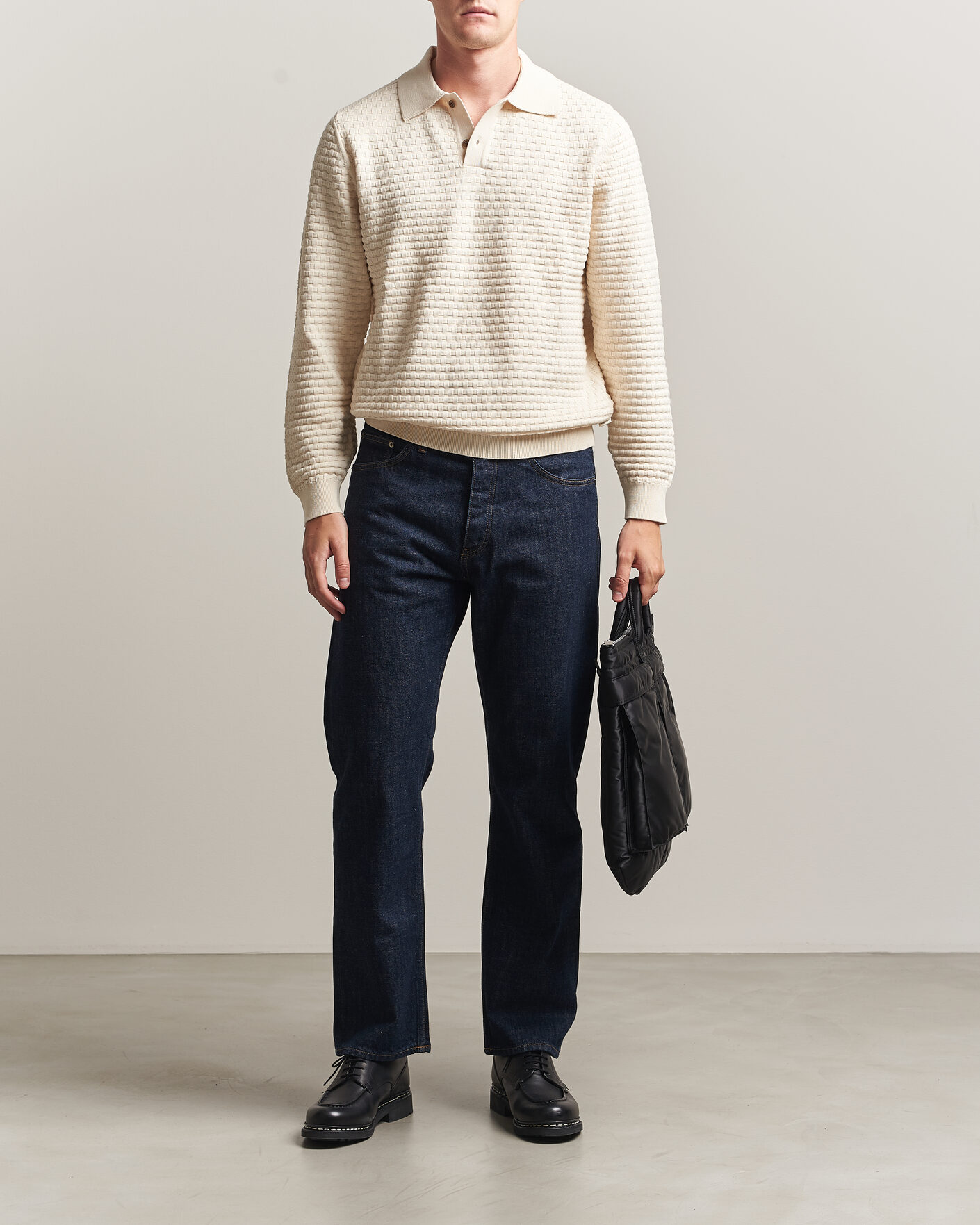 Heren | Truien | LES DEUX | Billy Weave Knitted Polo Light Ivory