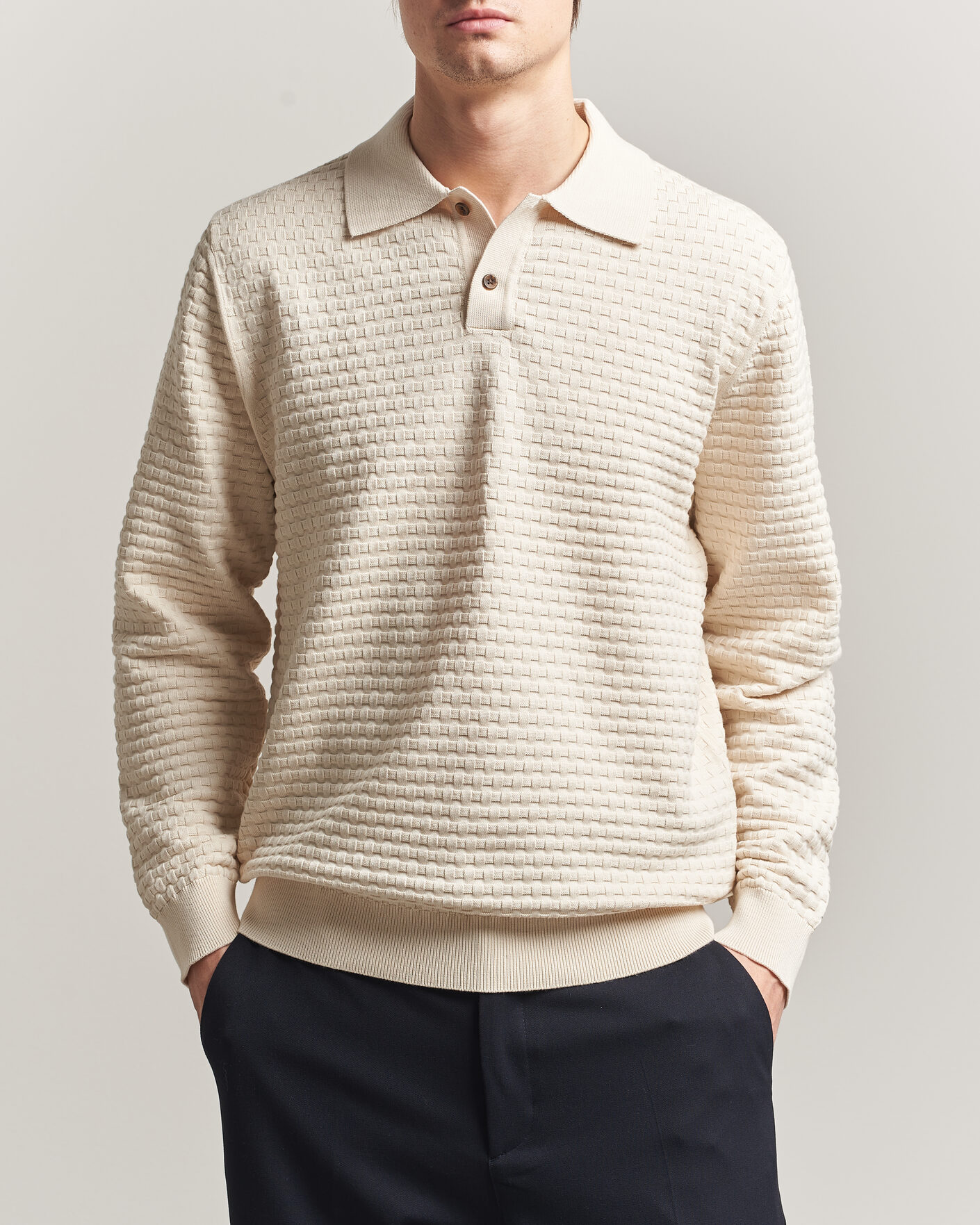 Homme | Pulls Et Tricots | LES DEUX | Billy Weave Knitted Polo Light Ivory