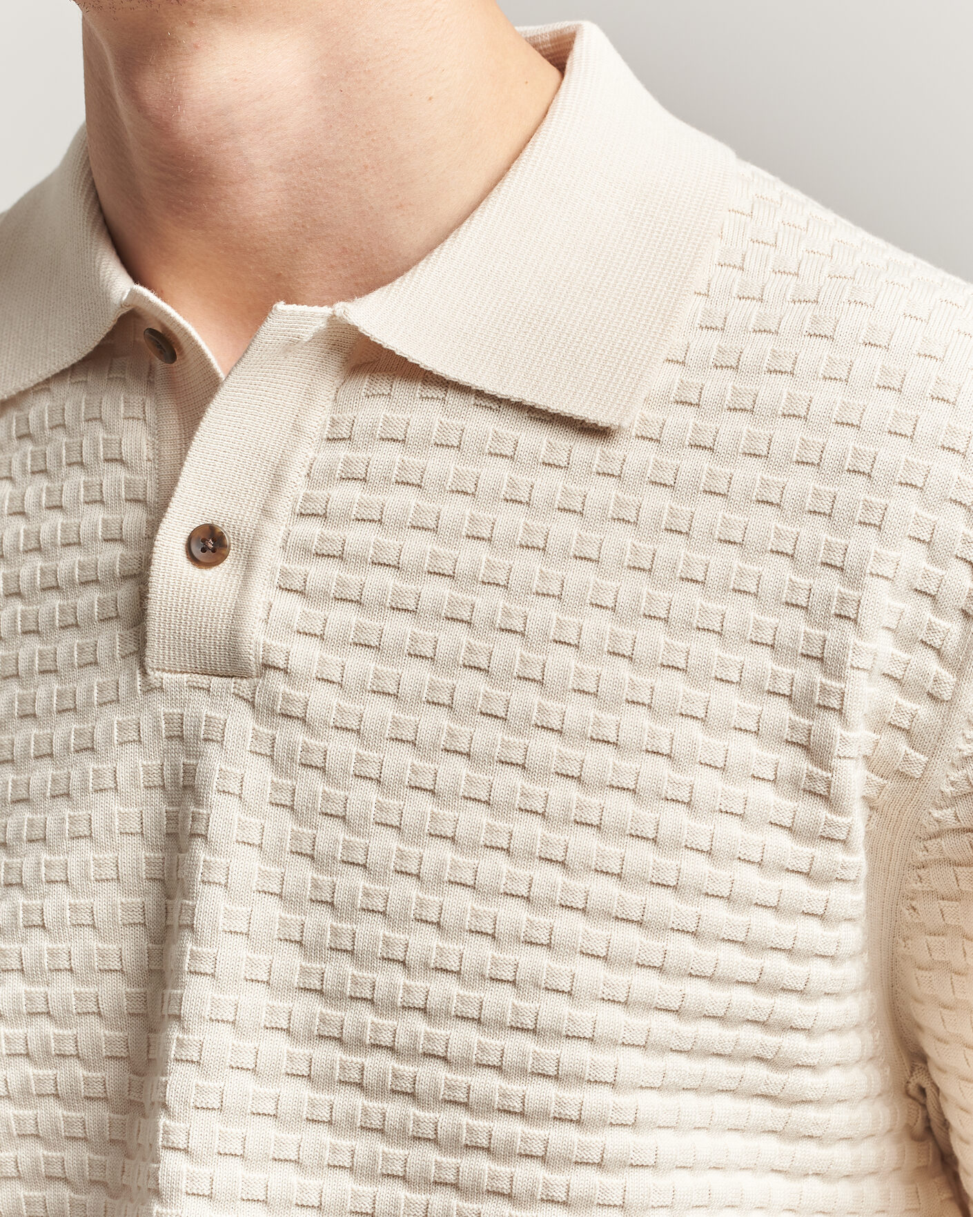 Heren | Truien | LES DEUX | Billy Weave Knitted Polo Light Ivory
