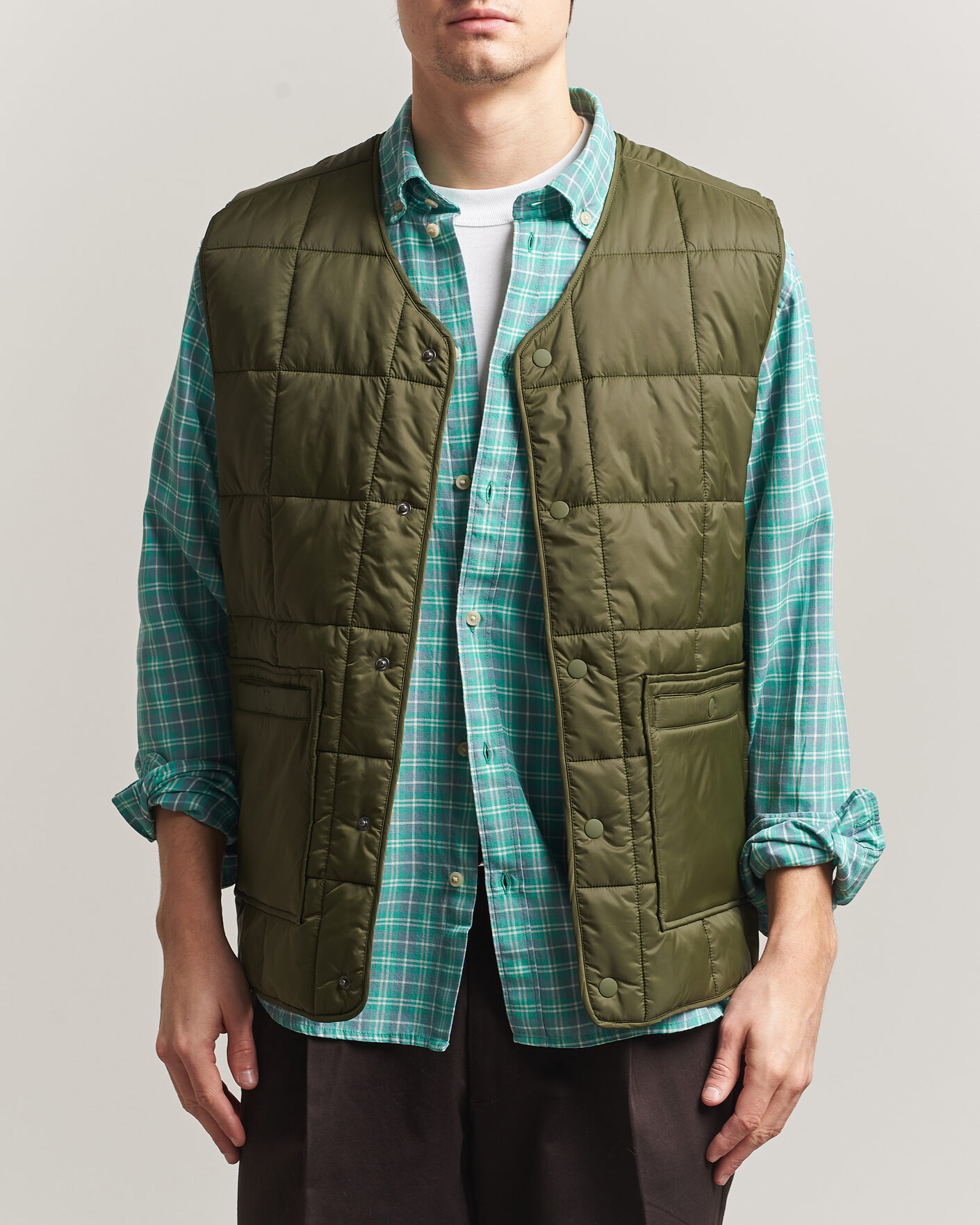 Heren | Gilets | LES DEUX | Matt Quilted Vest Olive Night