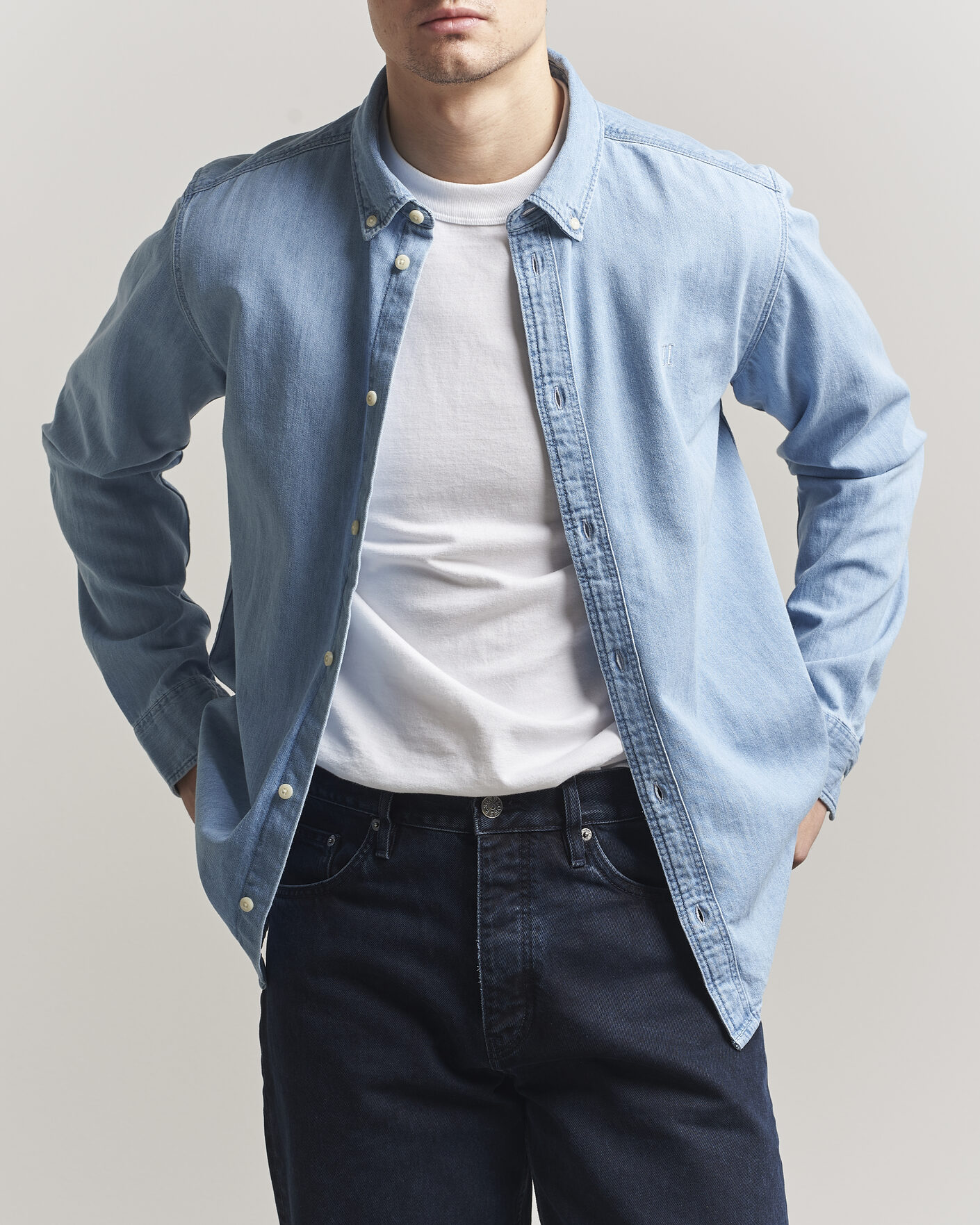 Homme | Chemises | LES DEUX | Konrad Denim Shirt Light Indigo Wash