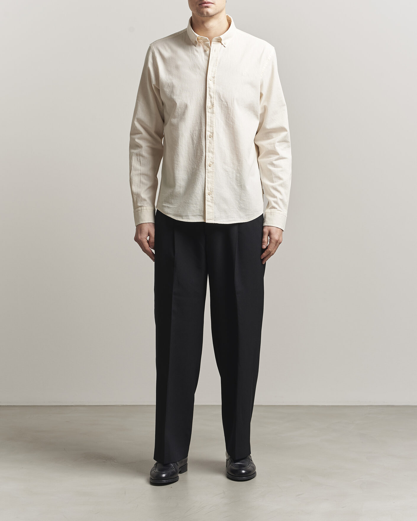 Heren | Overhemden | LES DEUX | Konrad Cotton/Linen Shirt Eggnog White