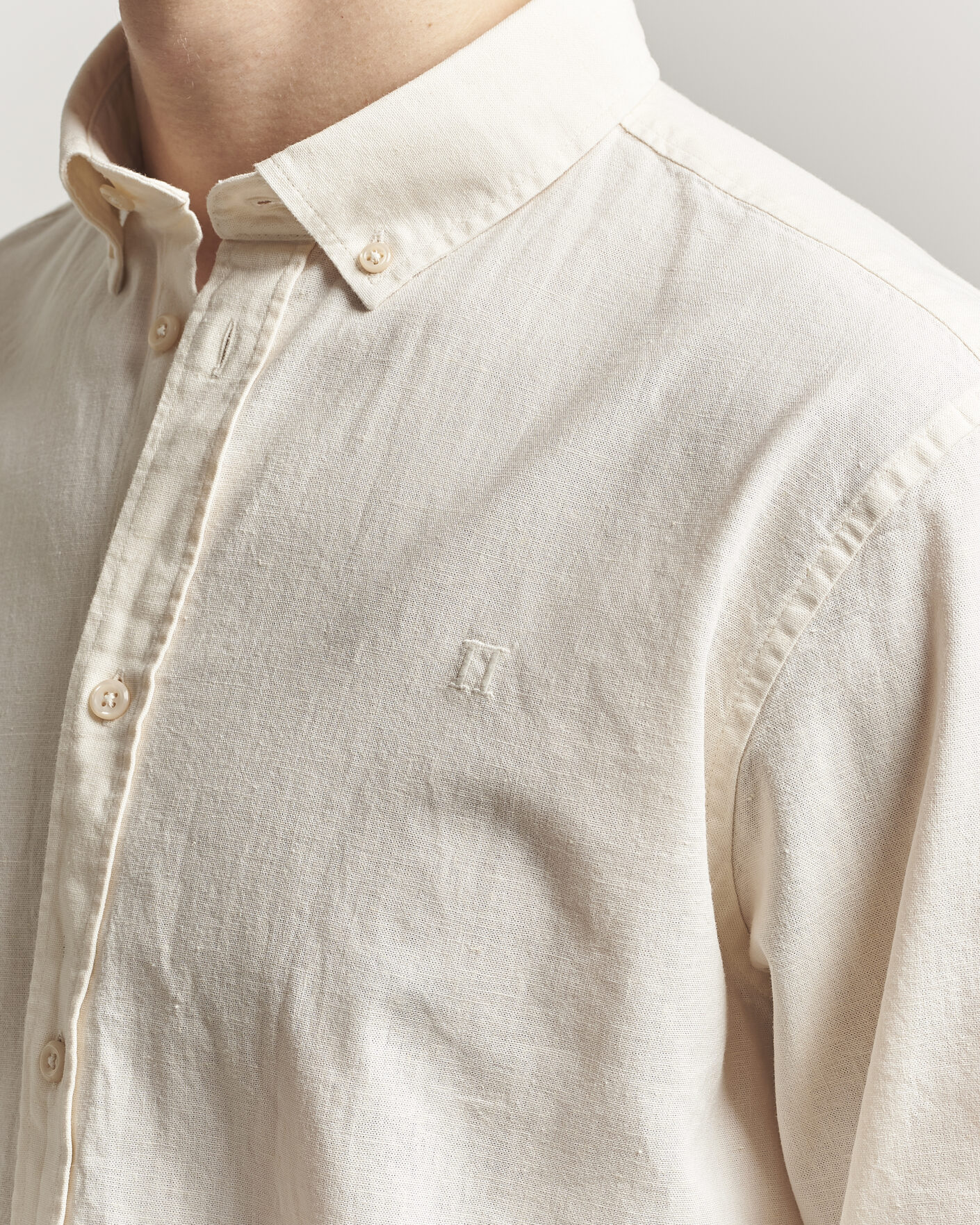 Heren | Overhemden | LES DEUX | Konrad Cotton/Linen Shirt Eggnog White