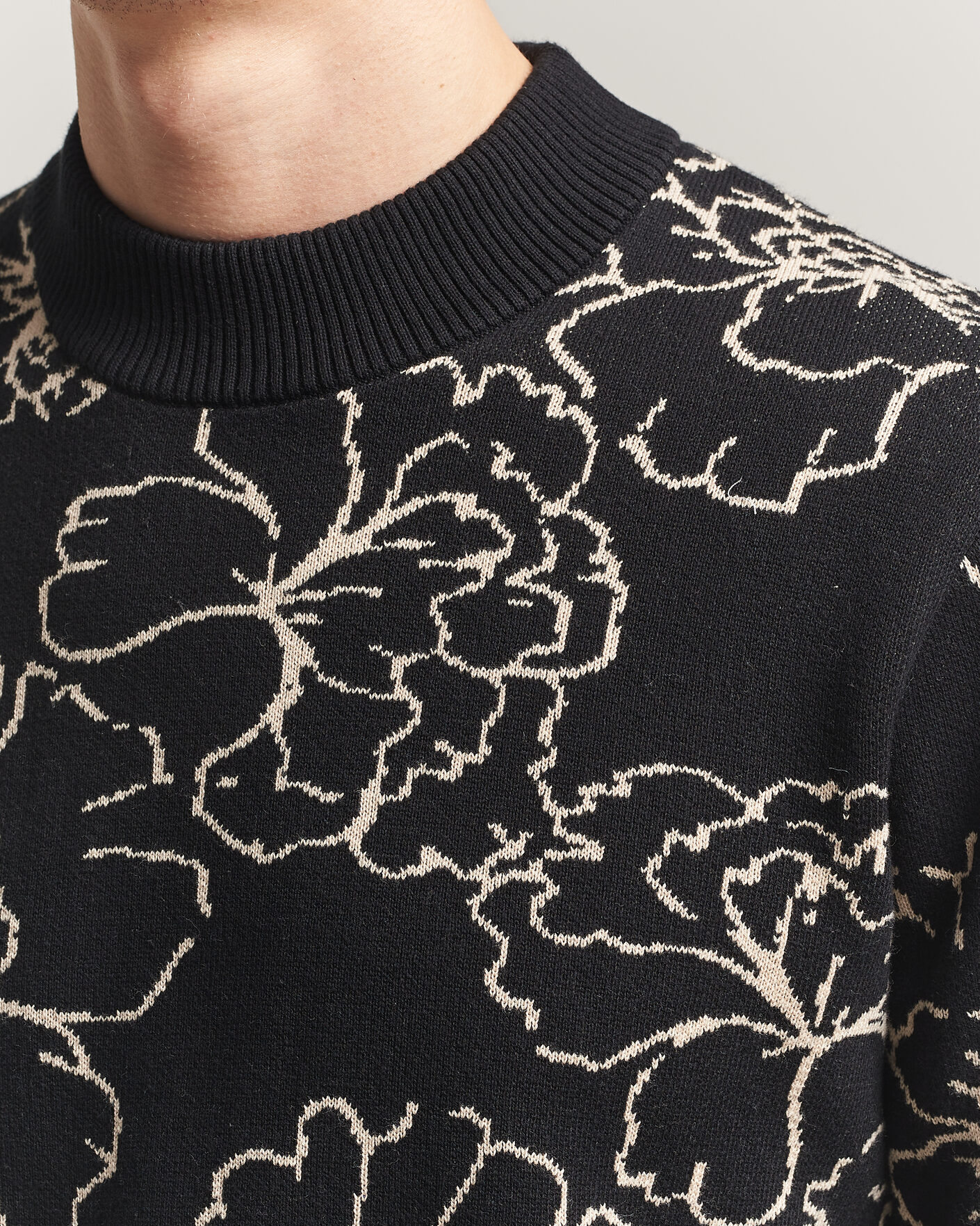 Heren | Truien | LES DEUX | Gaston Poppy Jaquard Knit Black