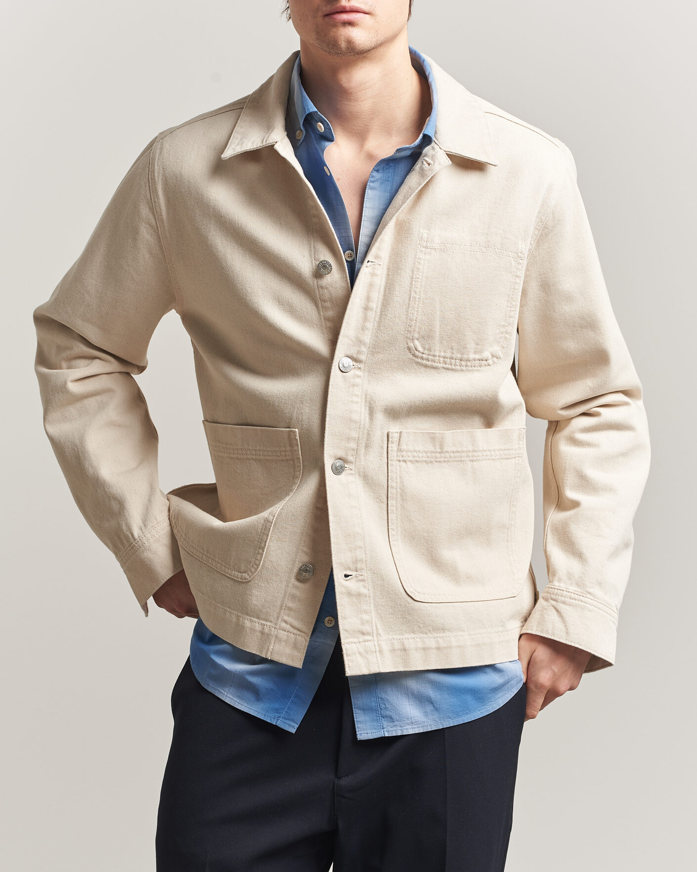 Homme | Chemises | LES DEUX | Layton Denim Overshirt Ivory