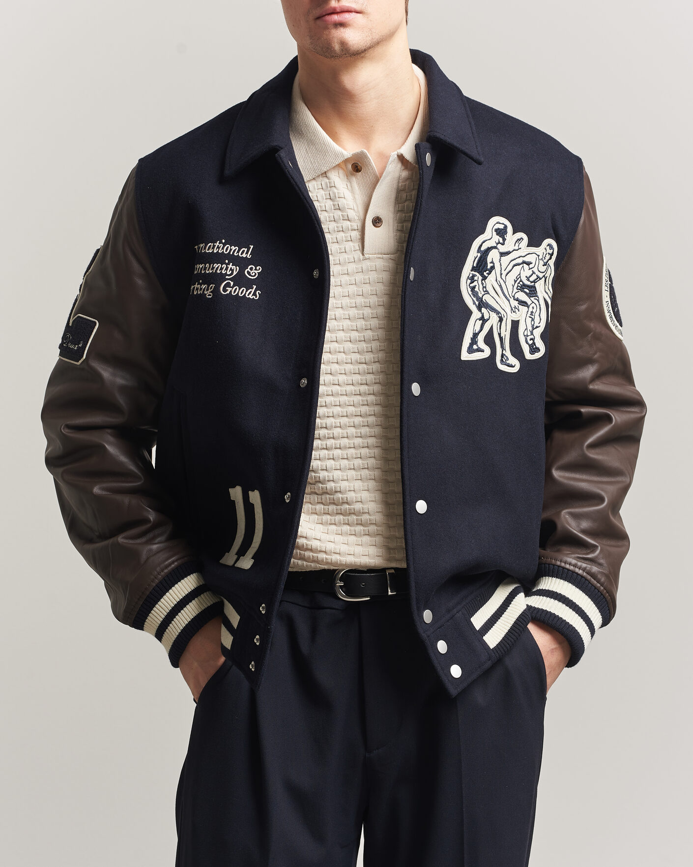 Heren | Jassen | LES DEUX | Basket Varsity Wool Jacket Dark Navy