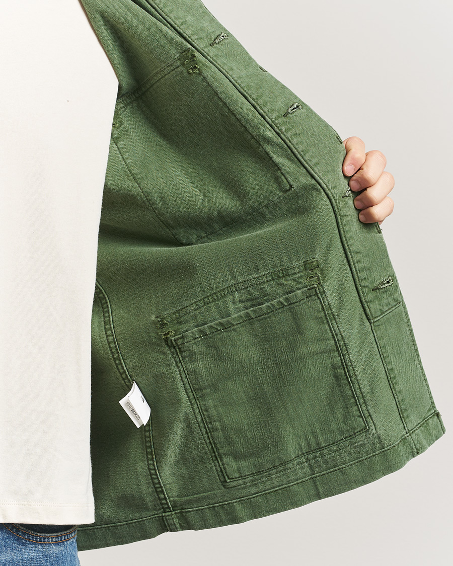 Heren | Jassen | Jeanerica | Luc Herringbone Shirt Jacket Chevron Green