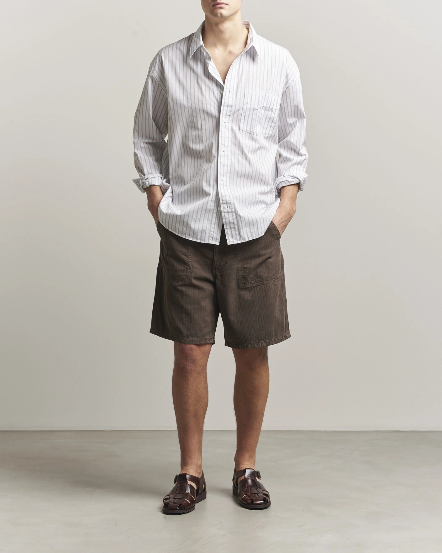 Heren | Korte broek | Jeanerica | Genua Worker Chino Shorts Chevron Brown