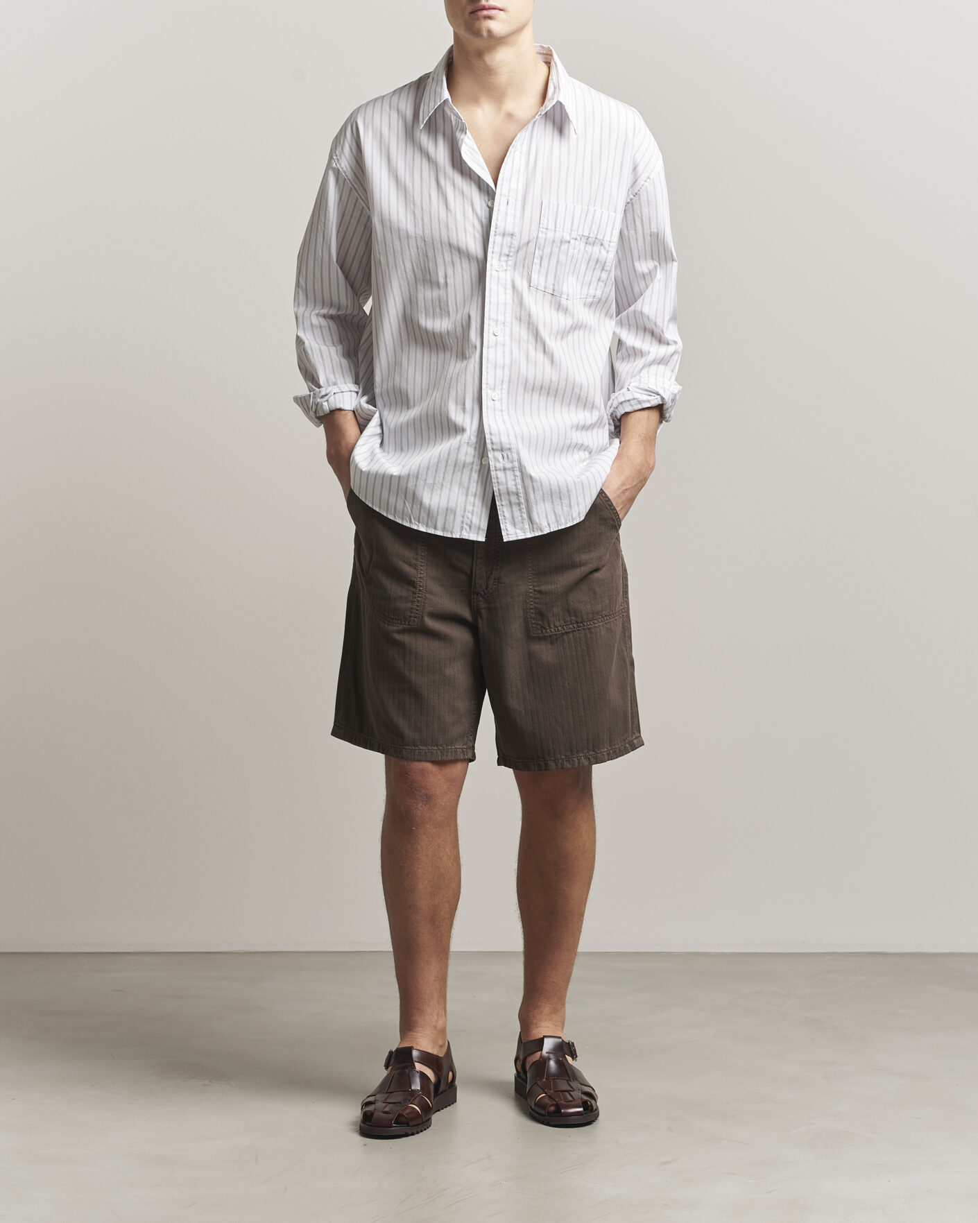 Heren | Korte broek | Jeanerica | Genua Worker Chino Shorts Chevron Brown