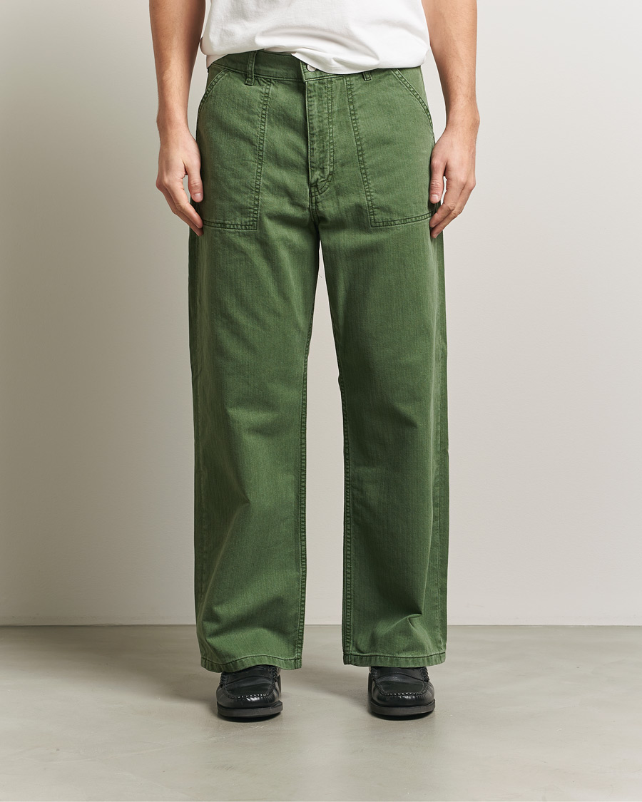 Homme | Pantalons | Jeanerica | Genua Herringbone Worker Chino Chevron Green