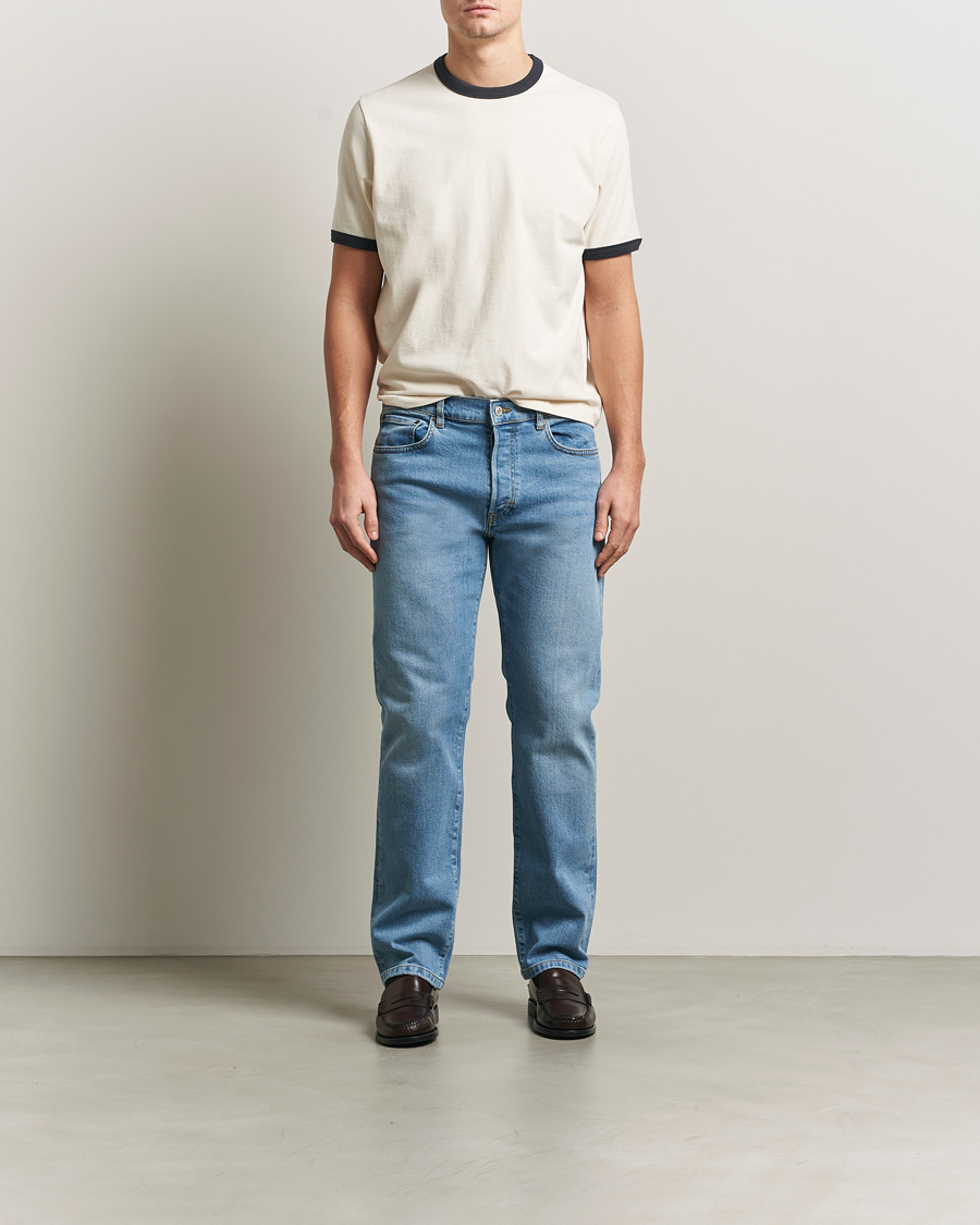 Heren | T-shirts | Jeanerica | Ringer Crew Neck T-Shirt Off White