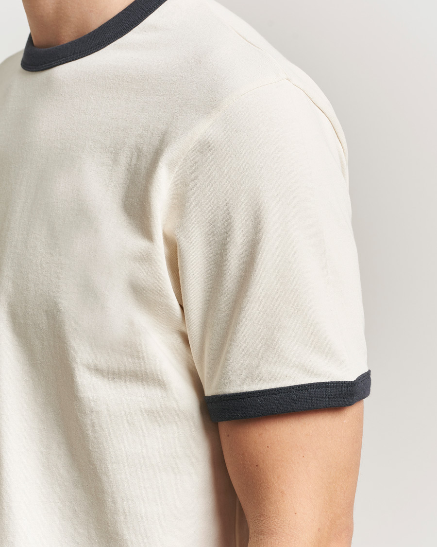 Heren | T-shirts | Jeanerica | Ringer Crew Neck T-Shirt Off White