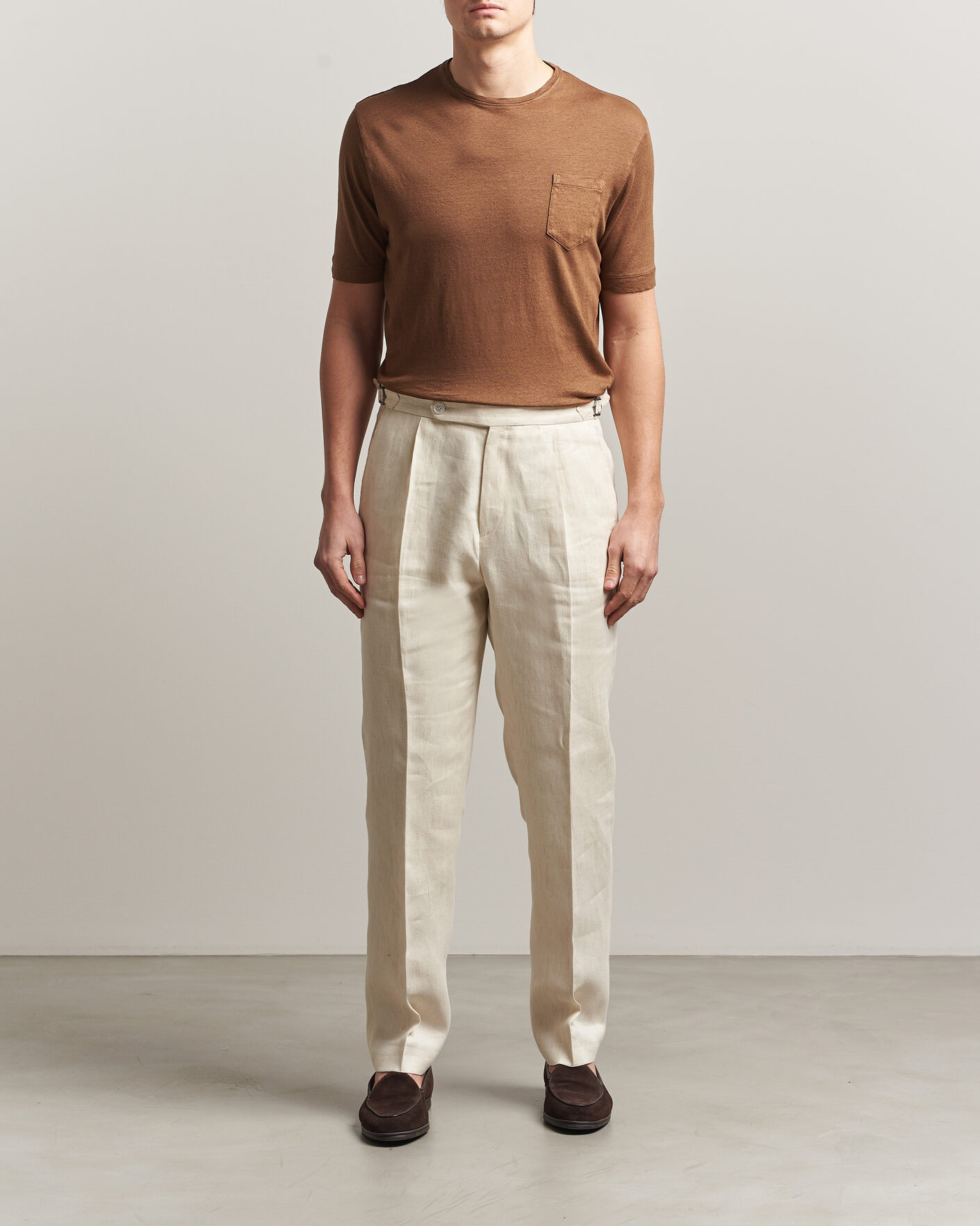 Homme | T-shirts | Massimo Alba | Panarea Cotton/Linen T-Shirt Wood