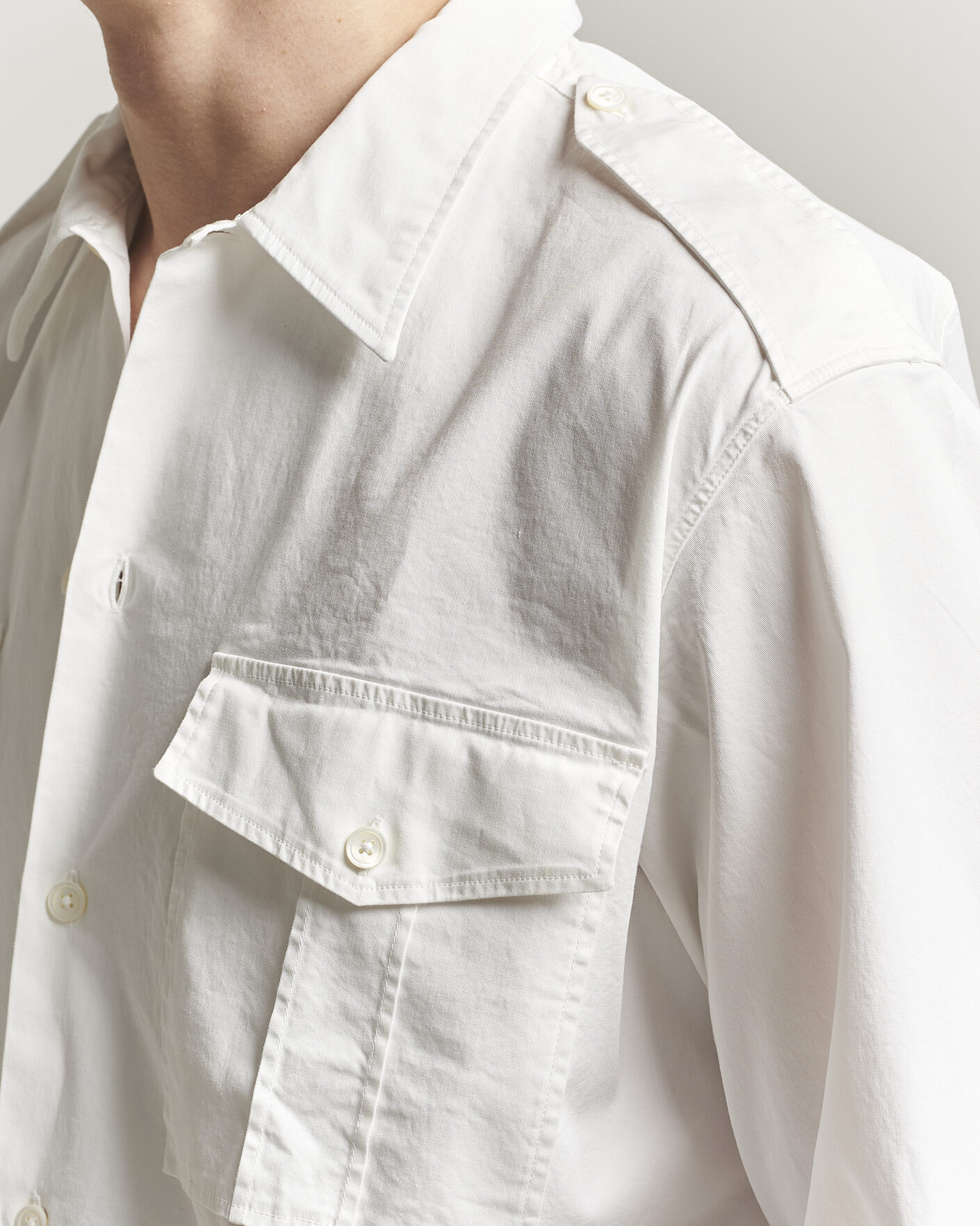 Homme | Chemises | Massimo Alba | Army Double Pocket Shirt White