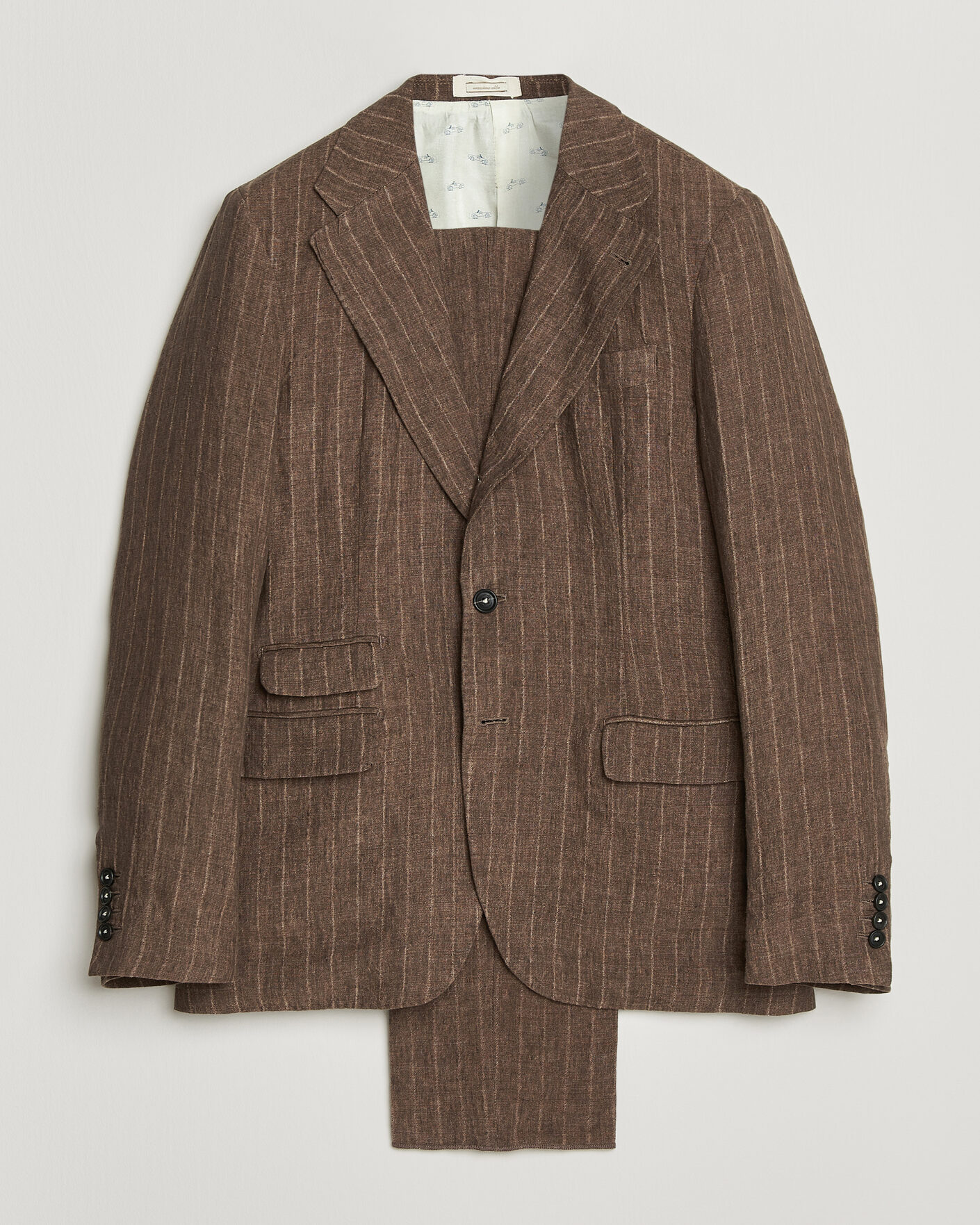 Homme | Costumes | Massimo Alba | Sloop Linen Suit Brown Pinstripe