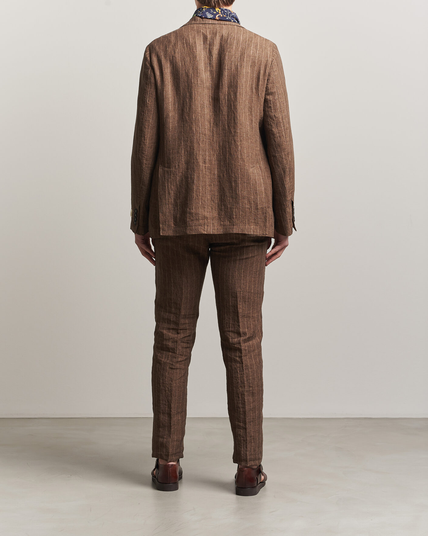 Heren | Pakken | Massimo Alba | Sloop Linen Suit Brown Pinstripe