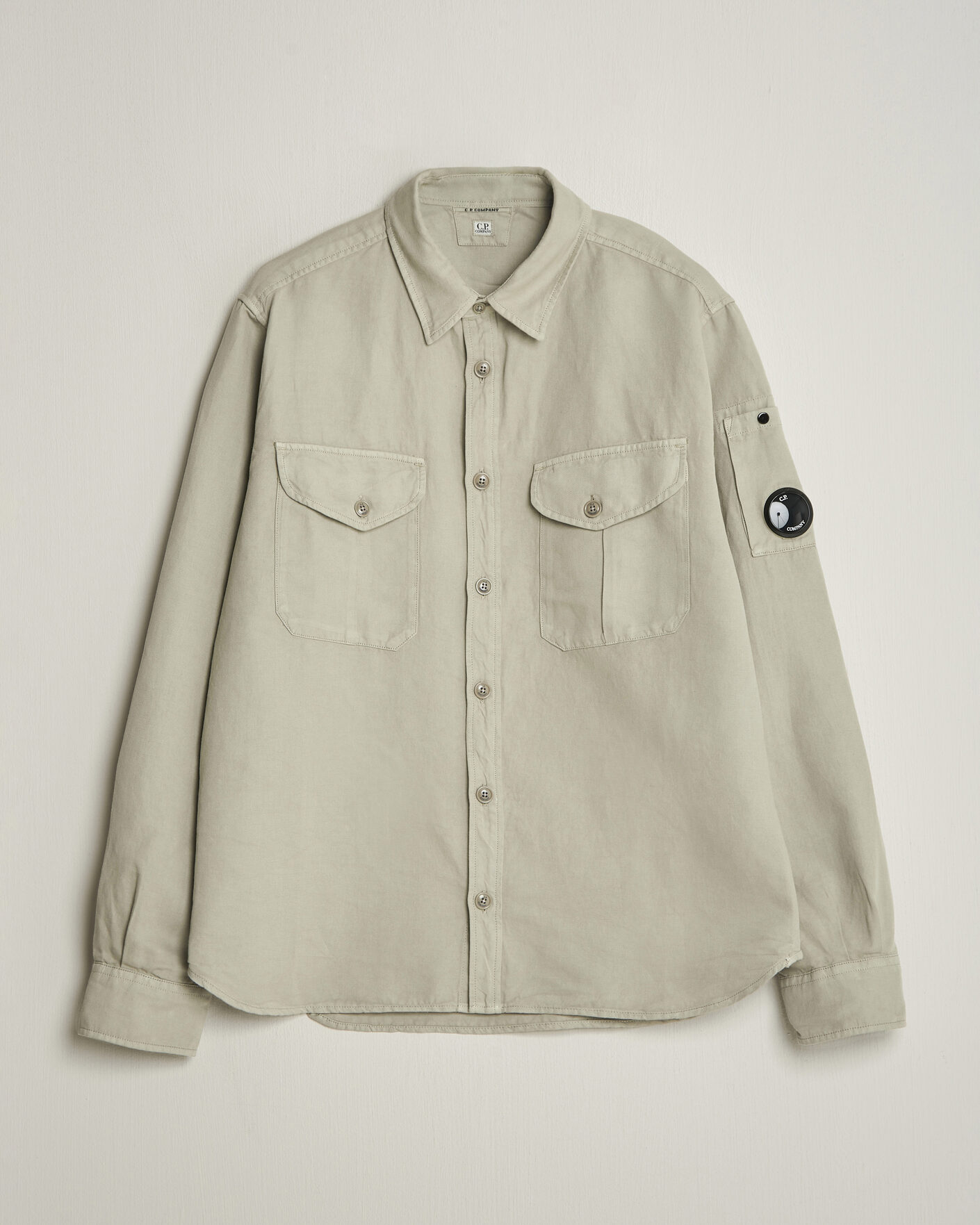 Heren | Overhemden | C.P. Company | Cotton/Linen Pocket Shirt Light Grey