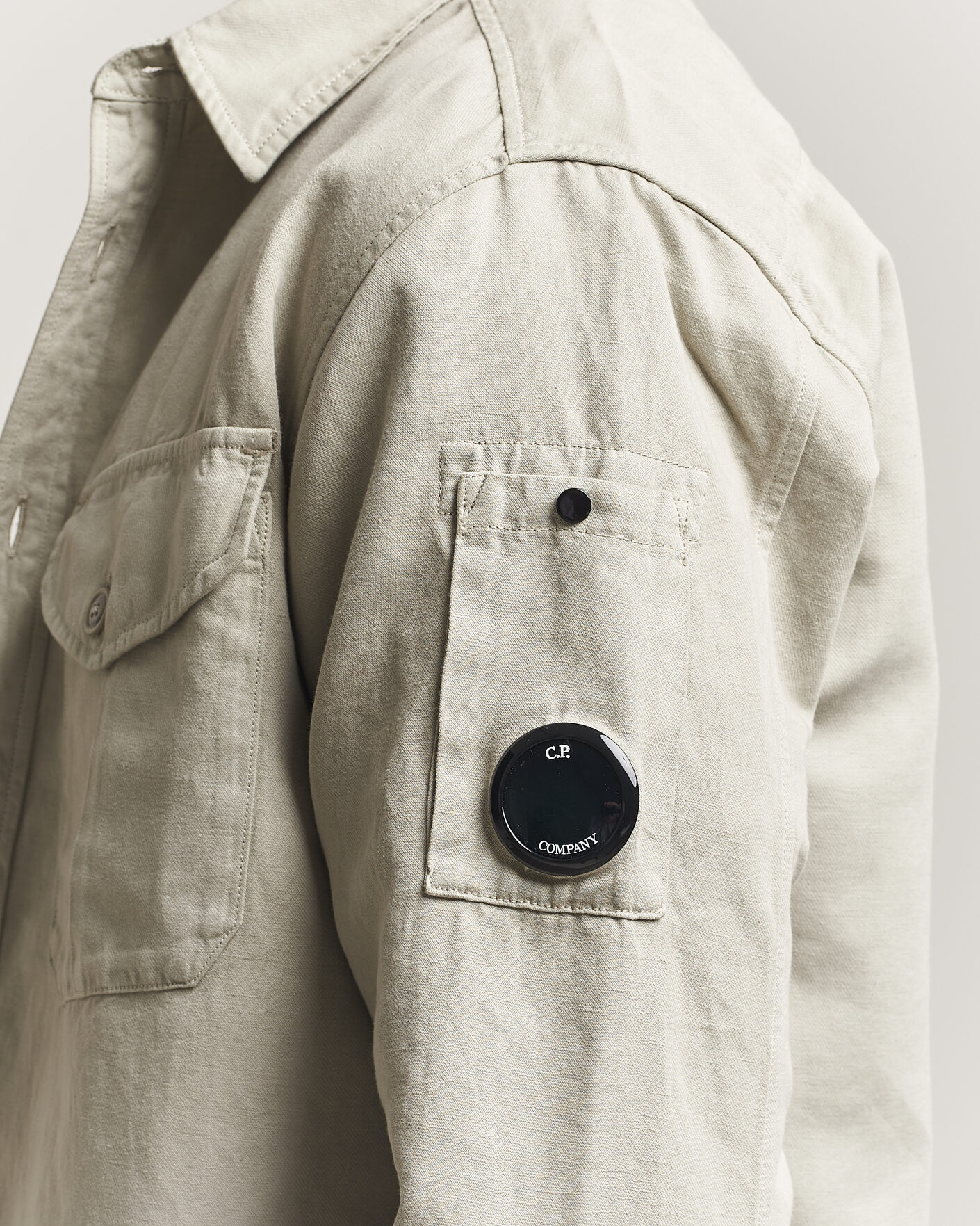 Heren | Overhemden | C.P. Company | Cotton/Linen Pocket Shirt Light Grey