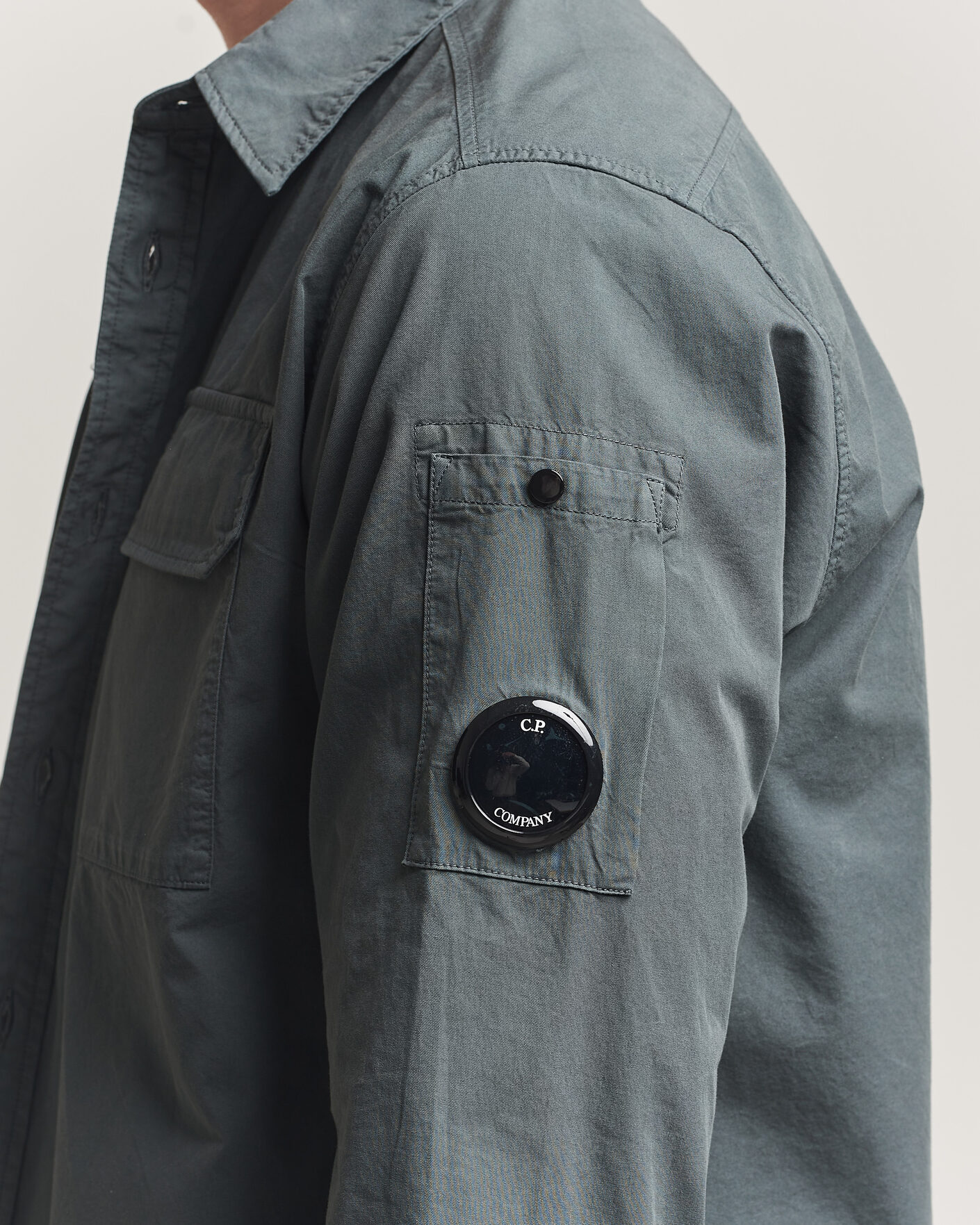 Heren | Overhemden | C.P. Company | Organic Gabardine Pocket Shirt Dark Grey