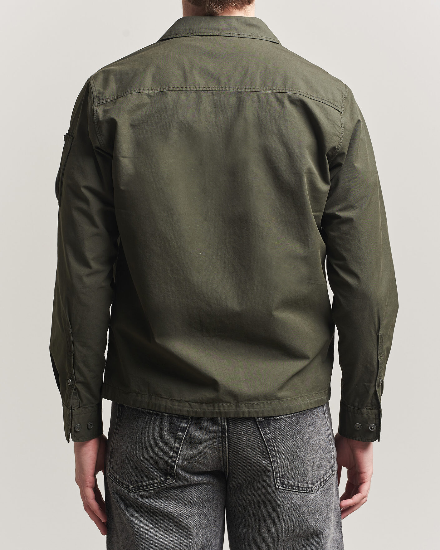 Homme | Chemises | C.P. Company | Garment Dyed Gabardine Zip Overshirt Dark Green