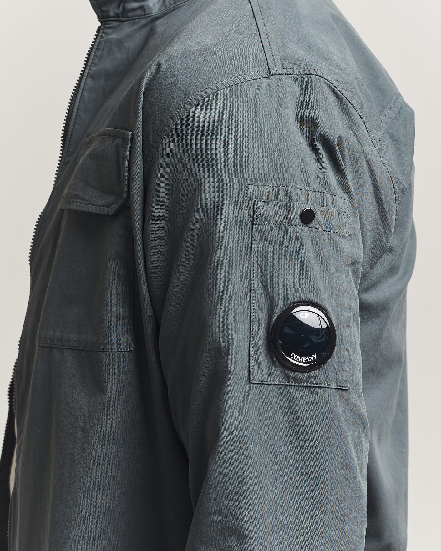 Homme | Chemises | C.P. Company | Garment Dyed Gabardine Zip Overshirt Dark Grey