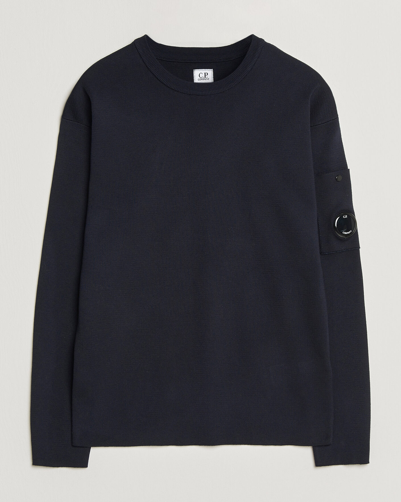 Homme | Pulls Et Tricots | C.P. Company | Sea Island Fine Knit Cotton Lens Crewneck Navy