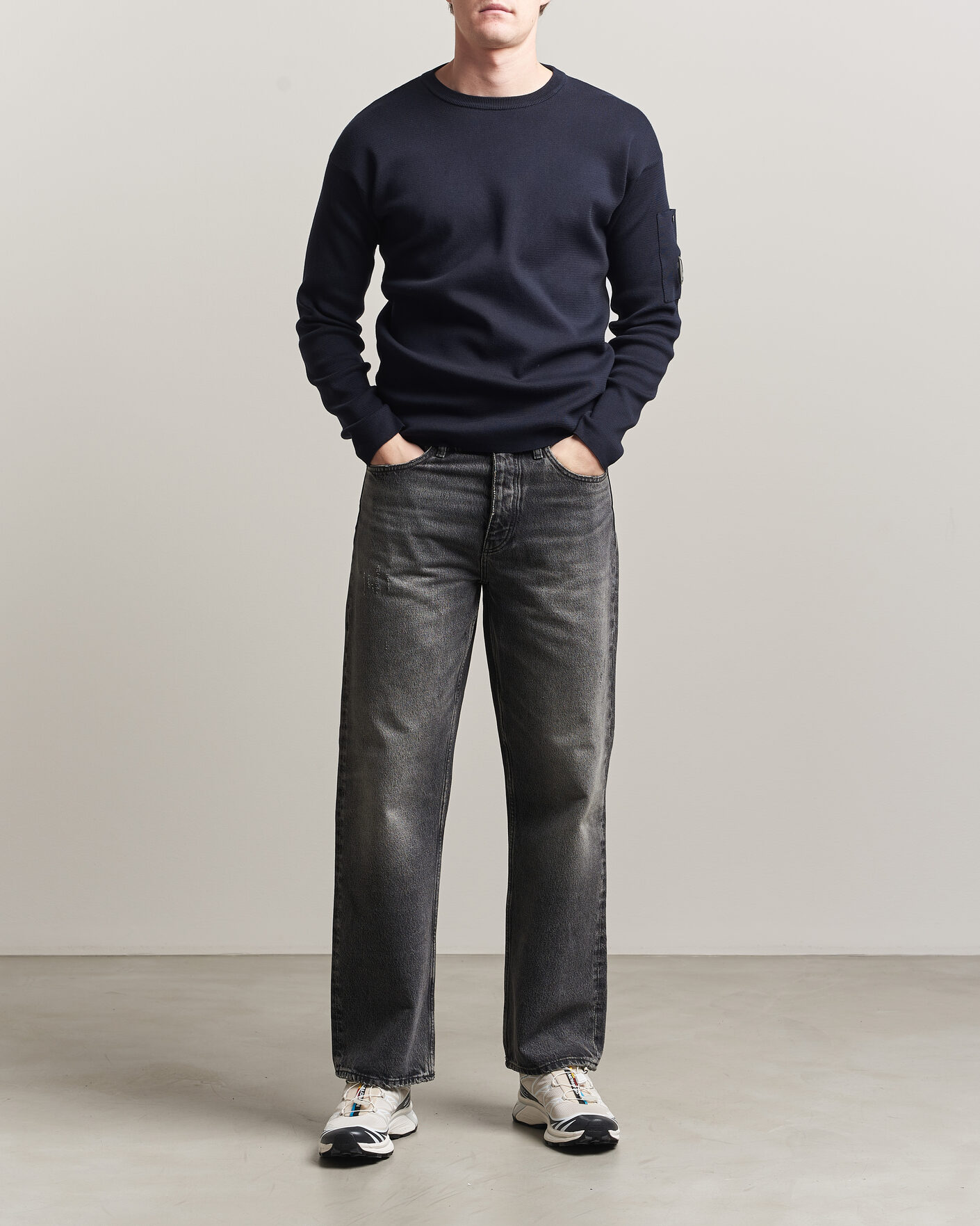 Heren | Truien | C.P. Company | Sea Island Fine Knit Cotton Lens Crewneck Navy