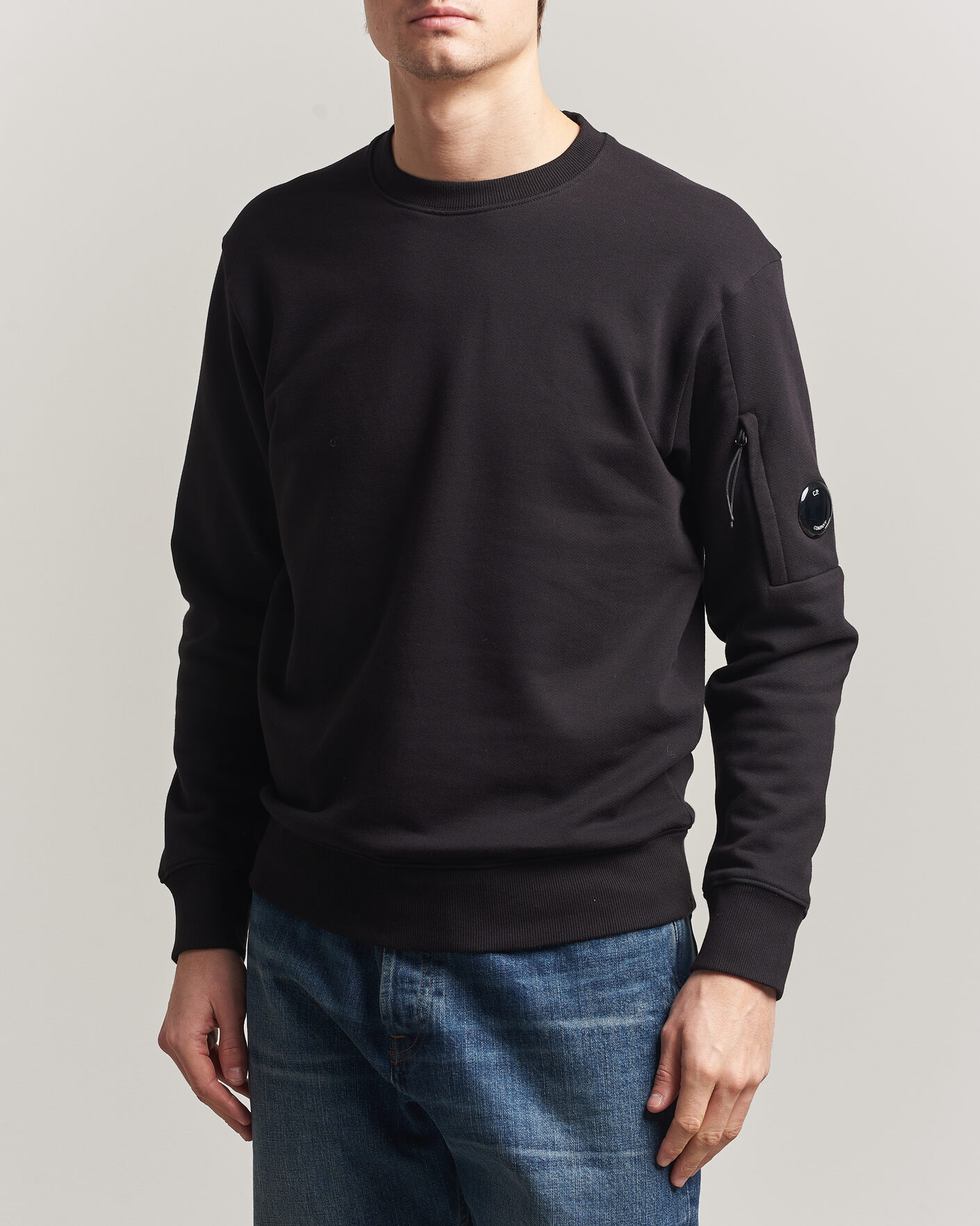 Homme | Pulls Et Tricots | C.P. Company | Diagonal Raised Fleece Lens Sweatshirt Black